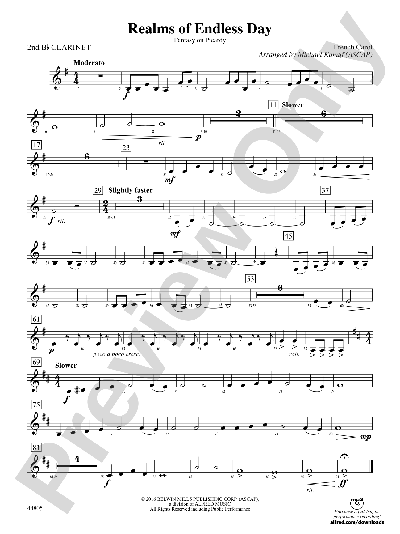 Realms of Endless Day: 2nd B-flat Clarinet