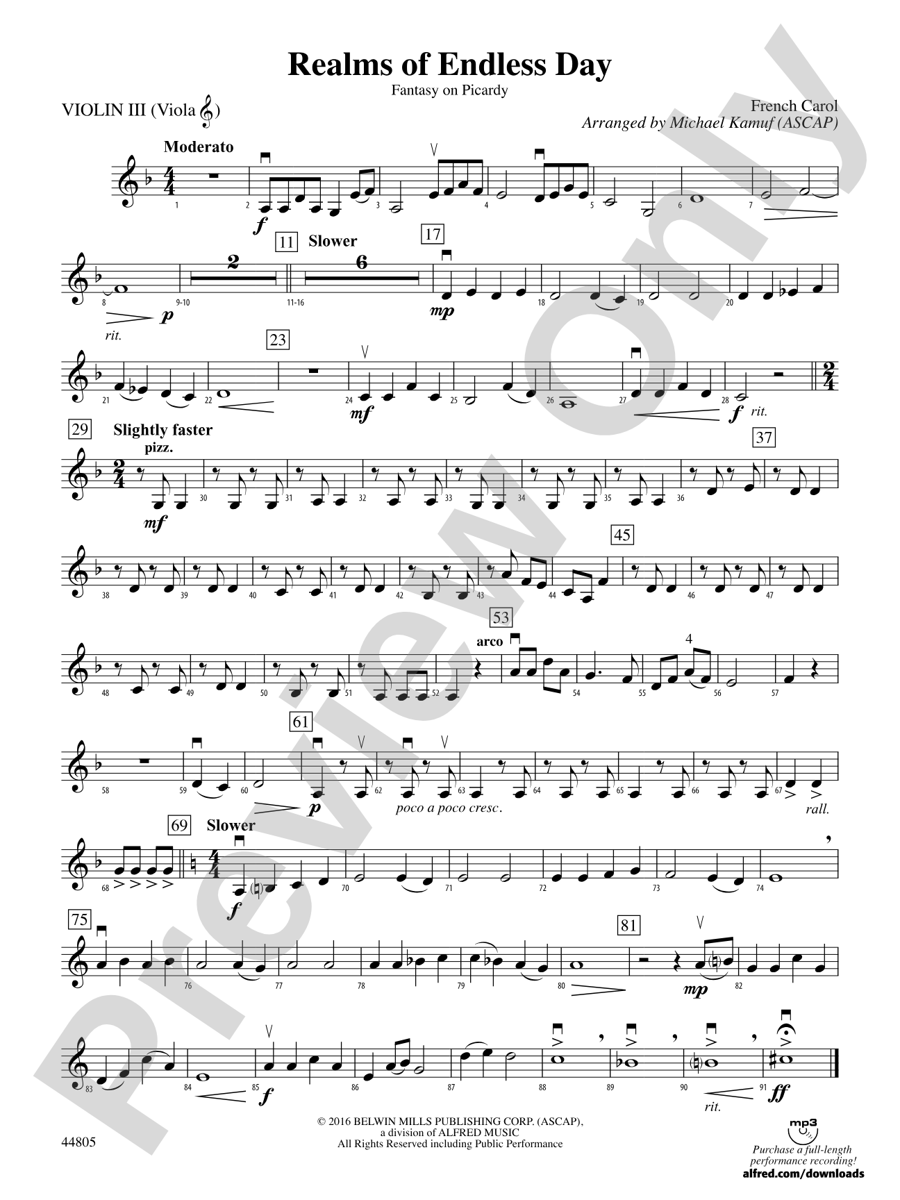Realms of Endless Day: 3rd Violin (Viola [TC])