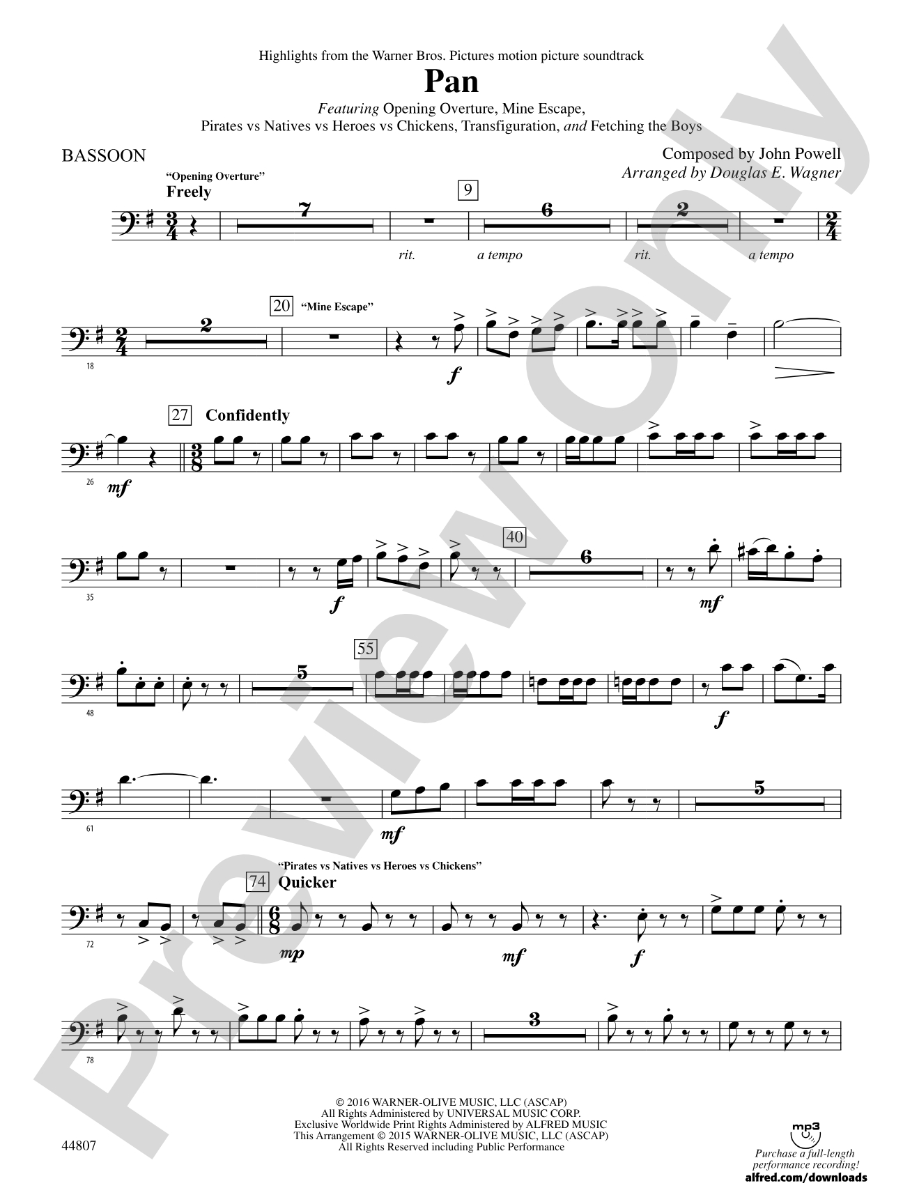 Pan: Highlights from the Warner Bros. Pictures Motion Picture Soundtrack: Bassoon