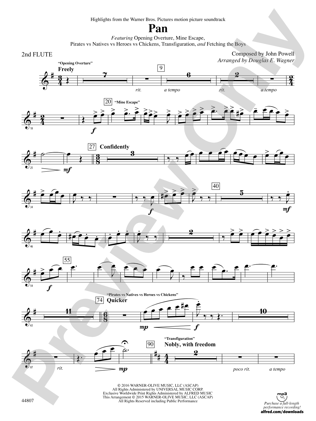 Pan: Highlights from the Warner Bros. Pictures Motion Picture Soundtrack: 2nd Flute