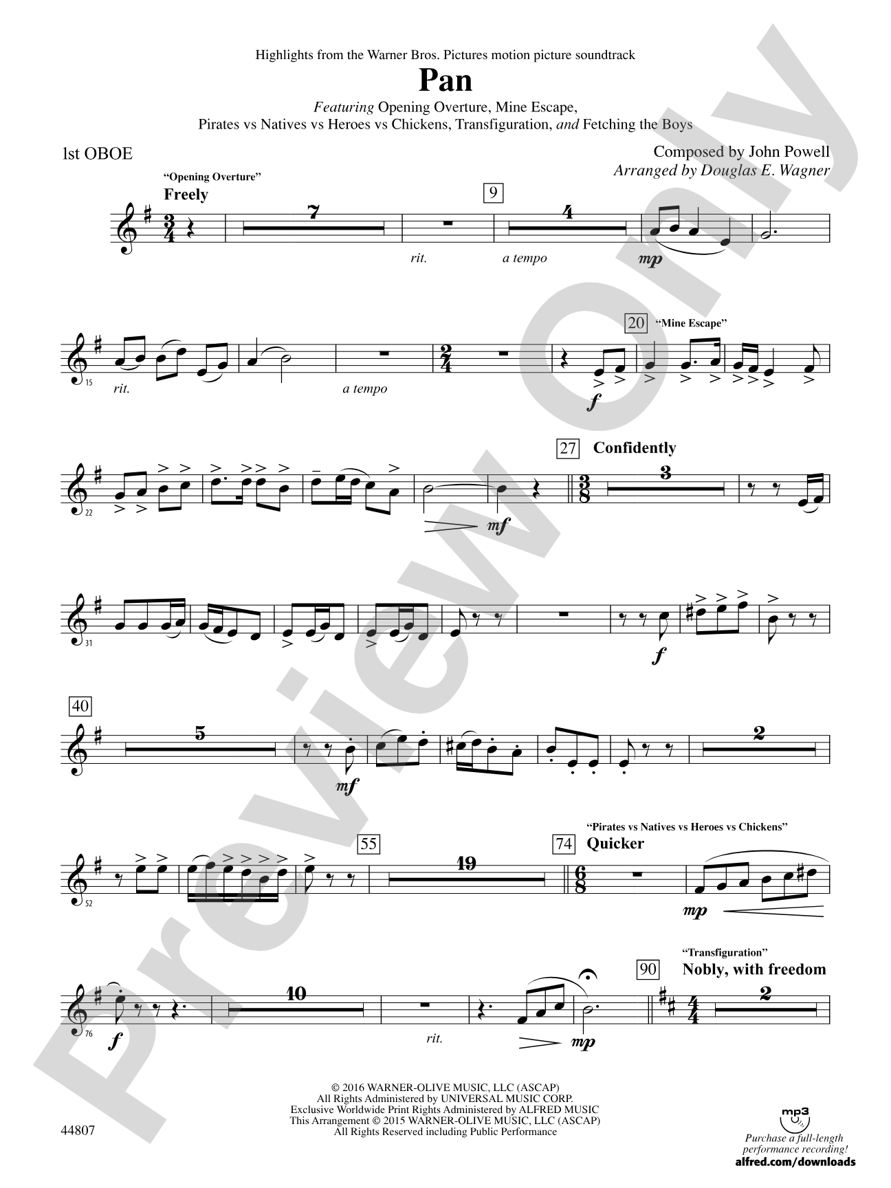 Pan: Highlights from the Warner Bros. Pictures Motion Picture Soundtrack: Oboe