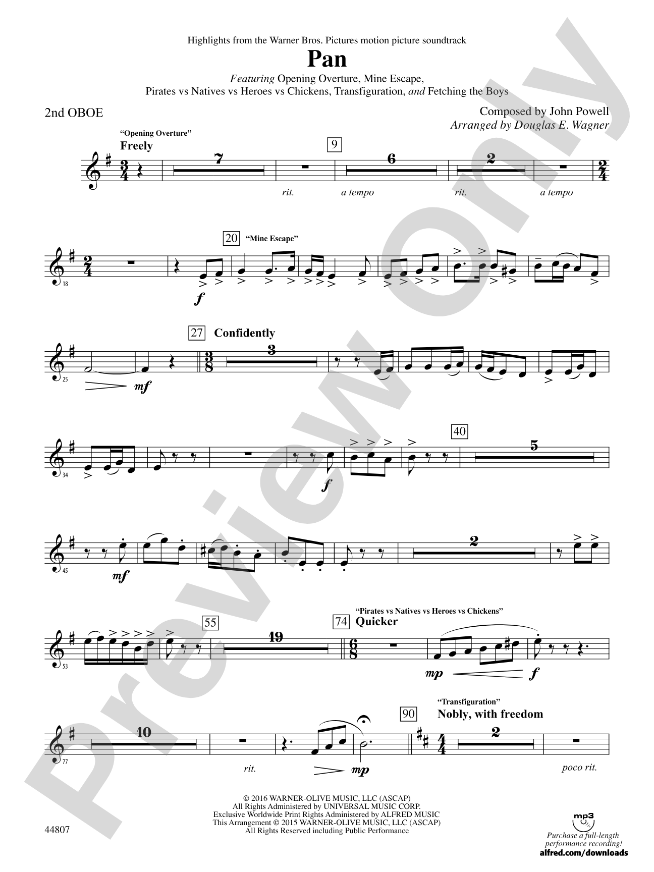 Pan: Highlights from the Warner Bros. Pictures Motion Picture Soundtrack: 2nd Oboe
