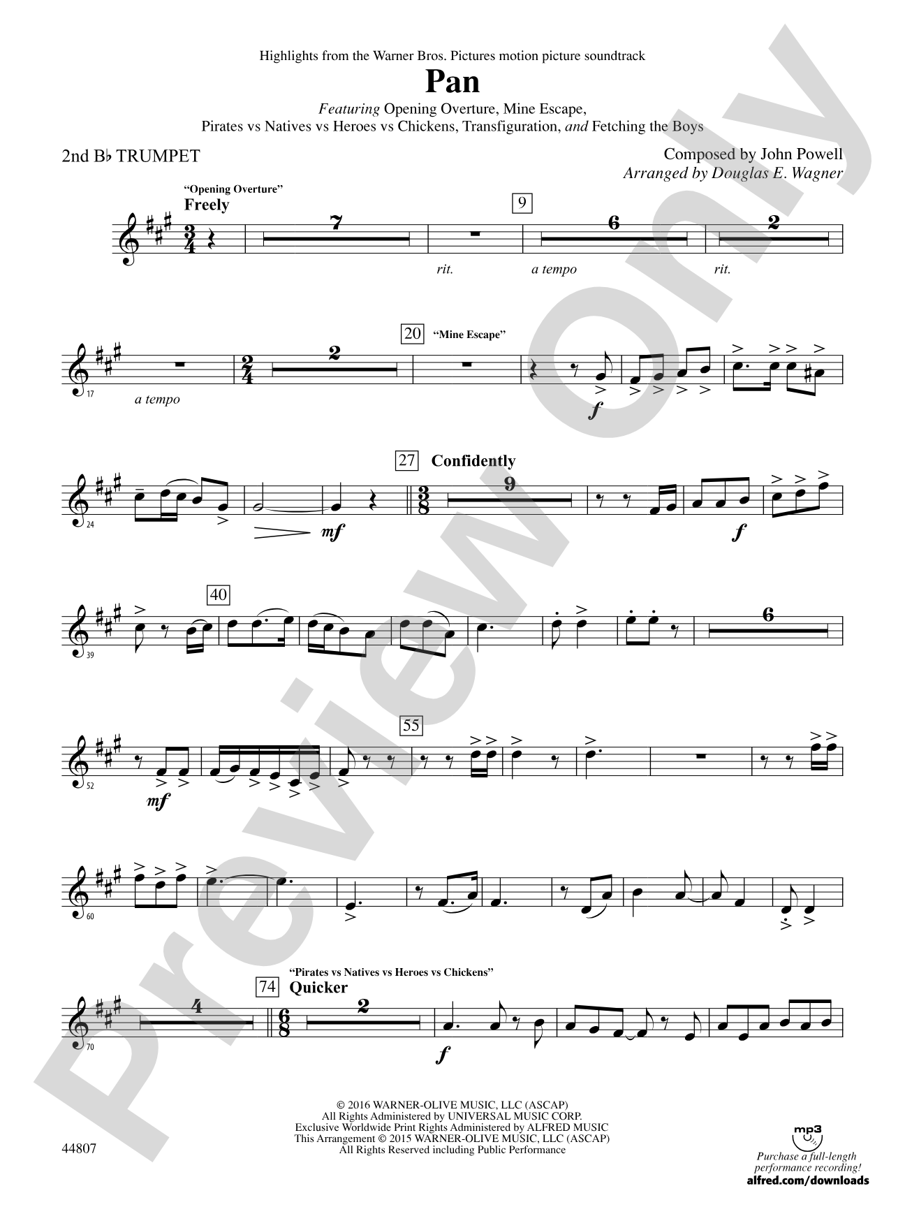 Pan: Highlights from the Warner Bros. Pictures Motion Picture Soundtrack: 2nd B-flat Trumpet