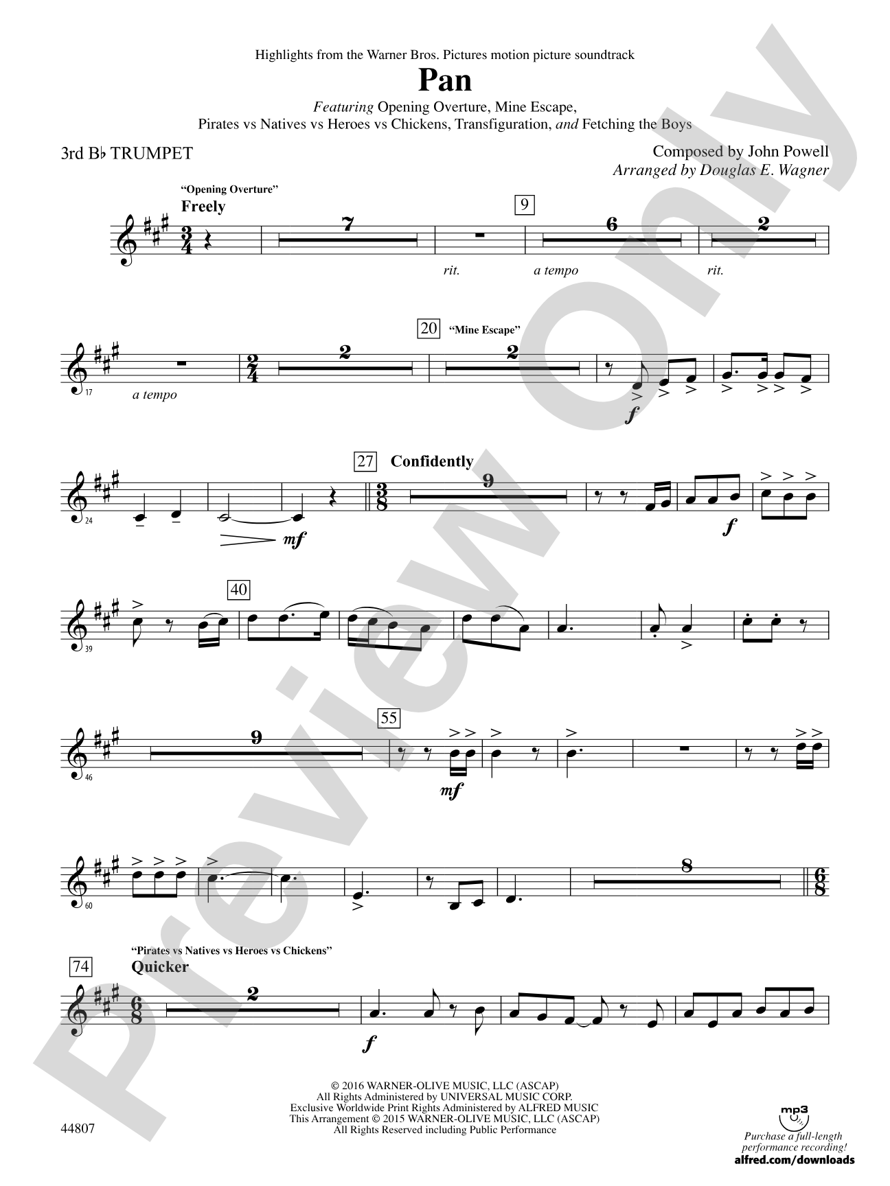Pan: Highlights from the Warner Bros. Pictures Motion Picture Soundtrack: 3rd B-flat Trumpet