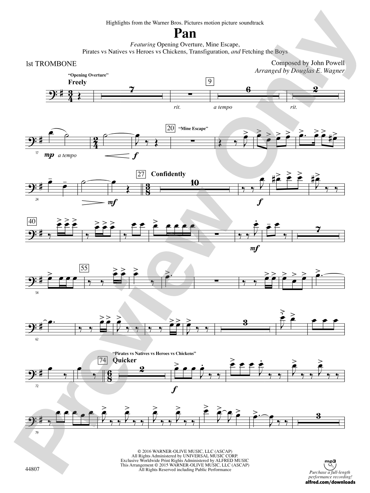 Pan: Highlights from the Warner Bros. Pictures Motion Picture Soundtrack: 1st Trombone