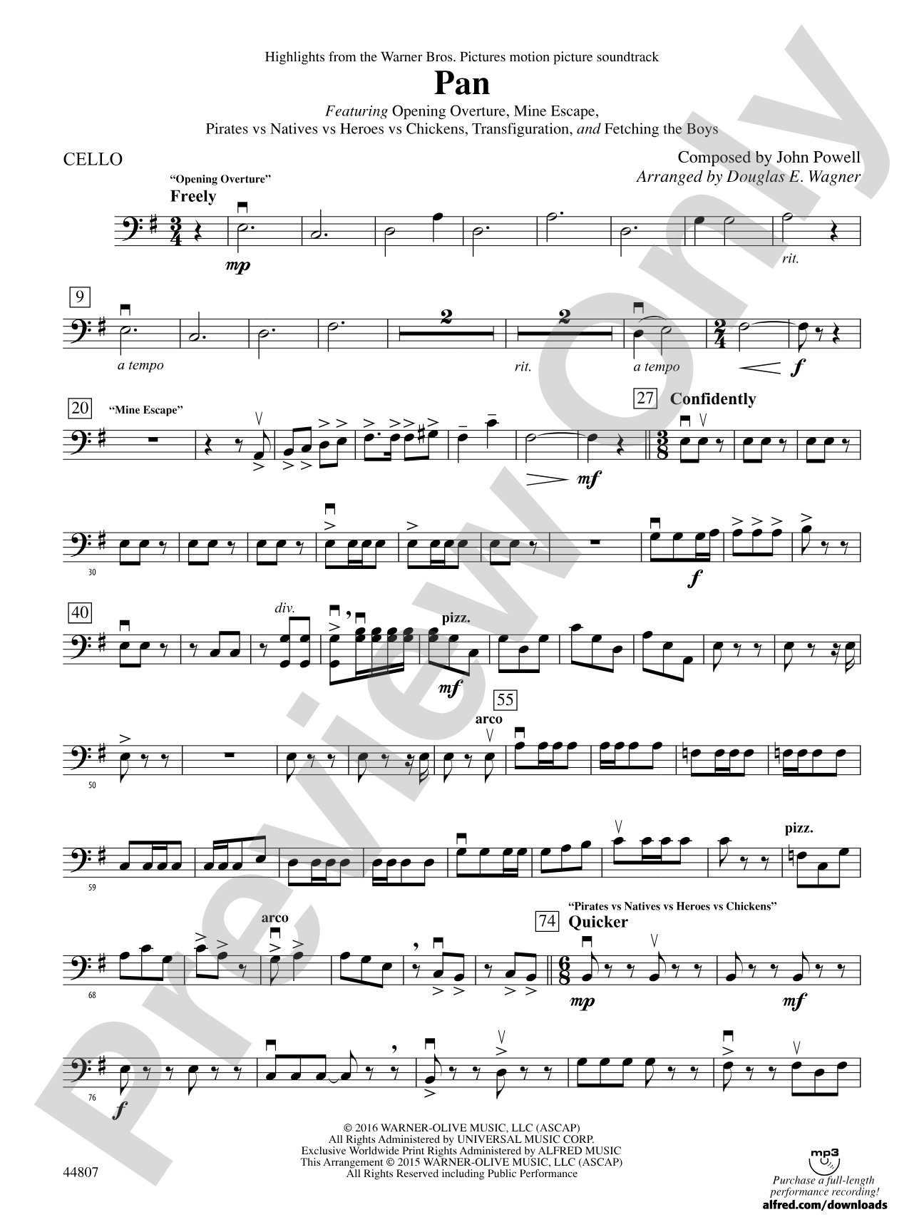 Pan: Highlights from the Warner Bros. Pictures Motion Picture Soundtrack: Cello
