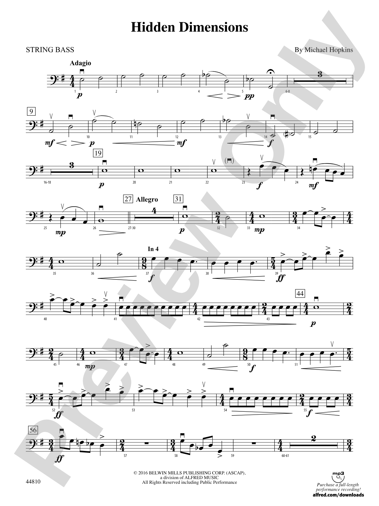 Hidden Dimensions: String Bass