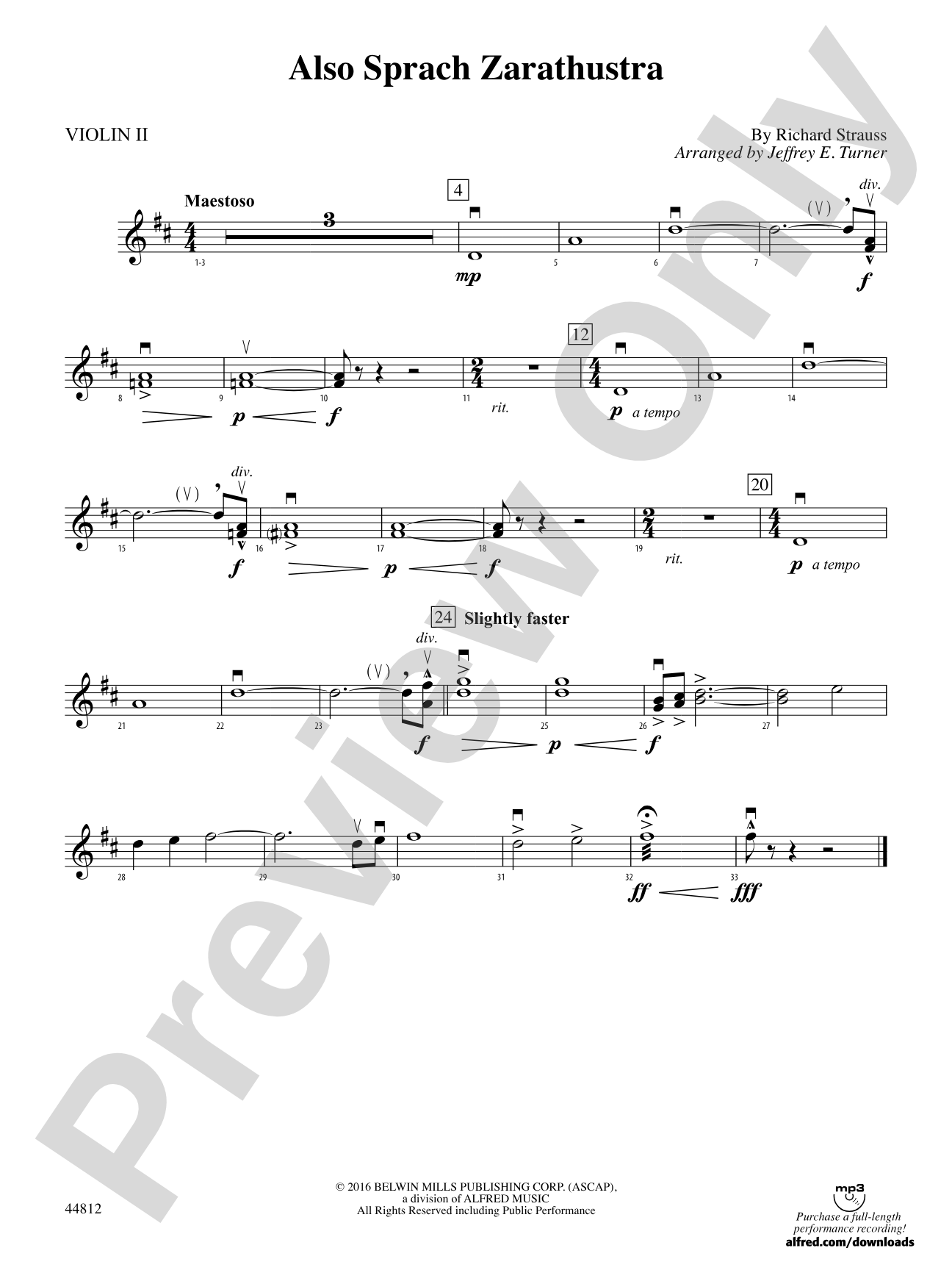 Also Sprach Zarathustra: 2nd Violin