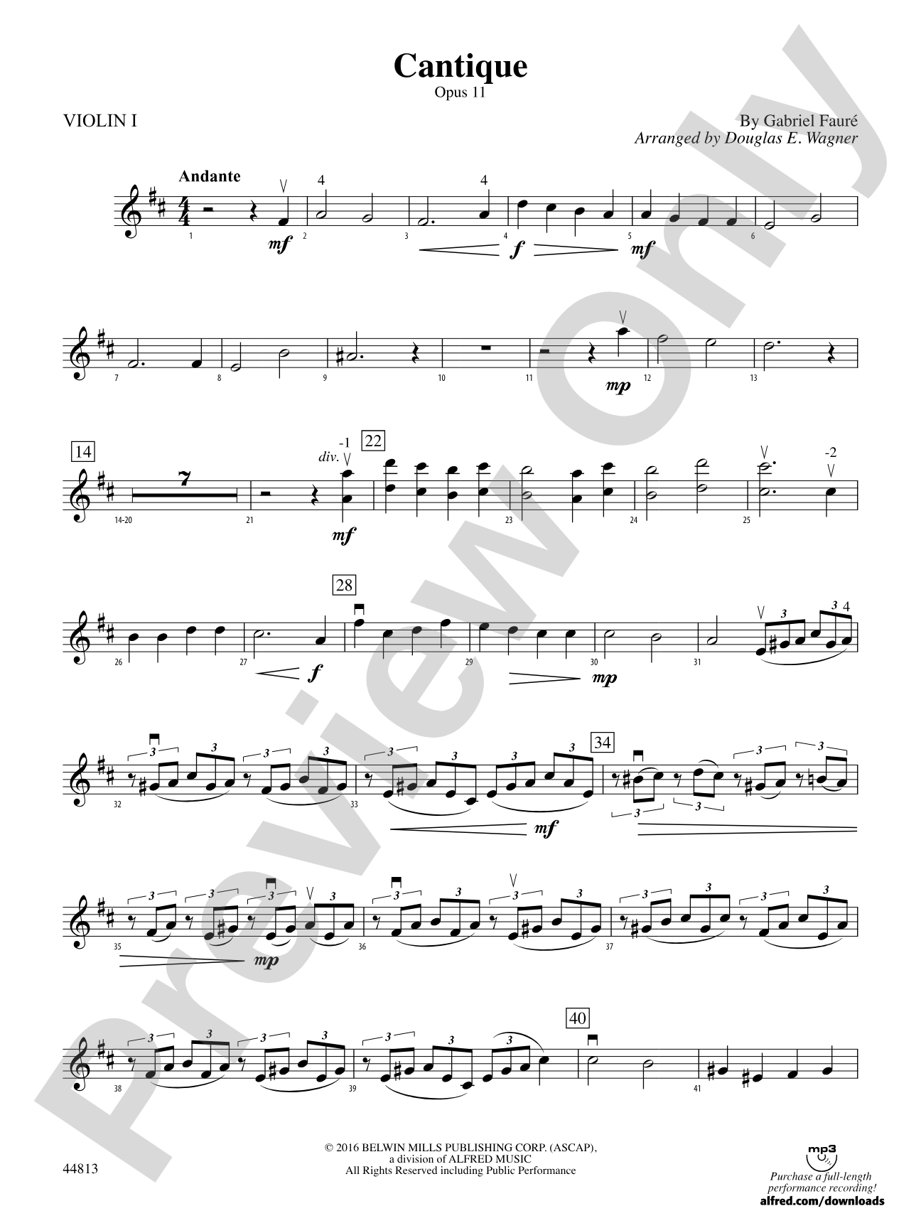 Cantique: 1st Violin