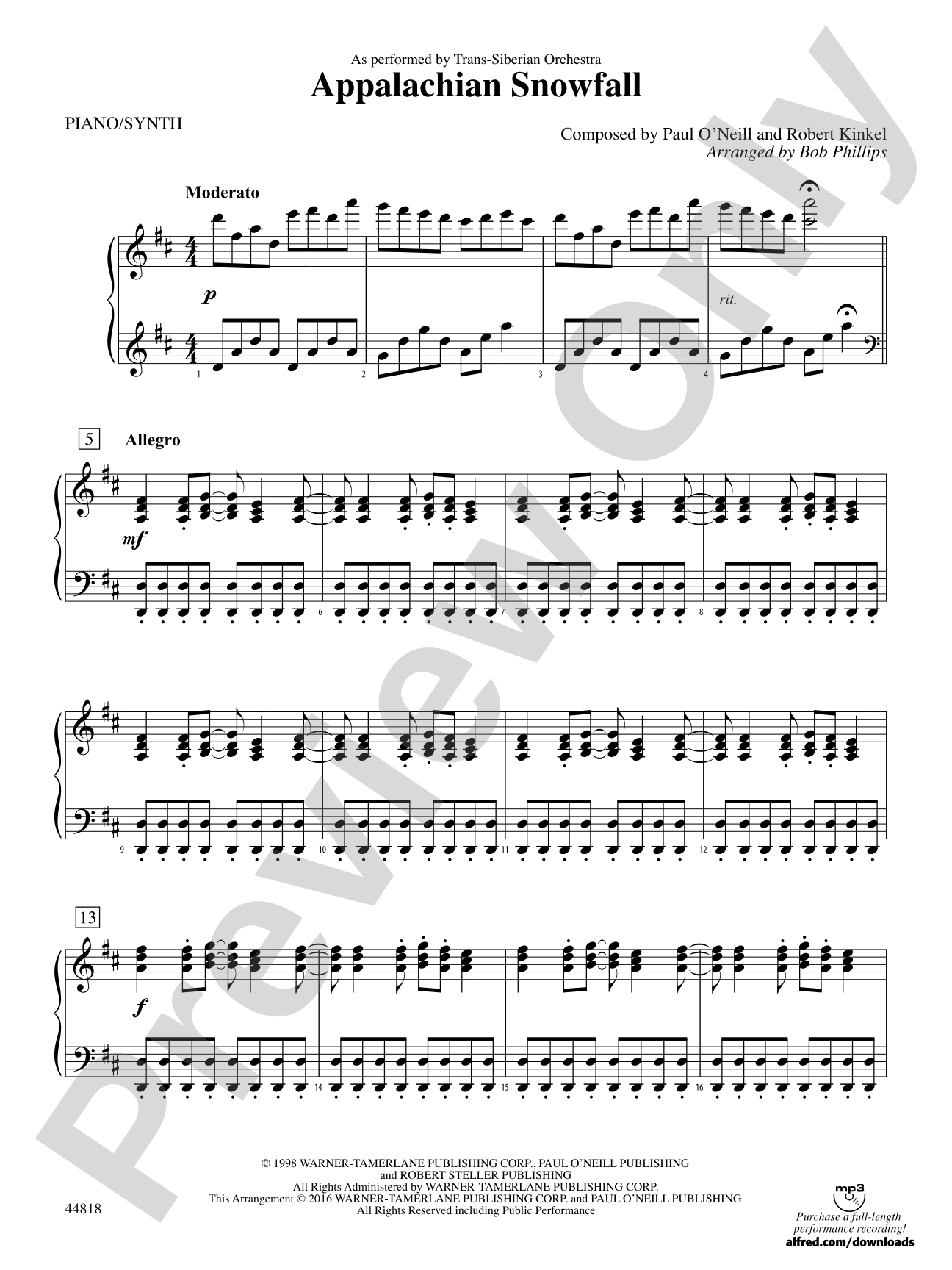 Appalachian Snowfall: Piano Accompaniment