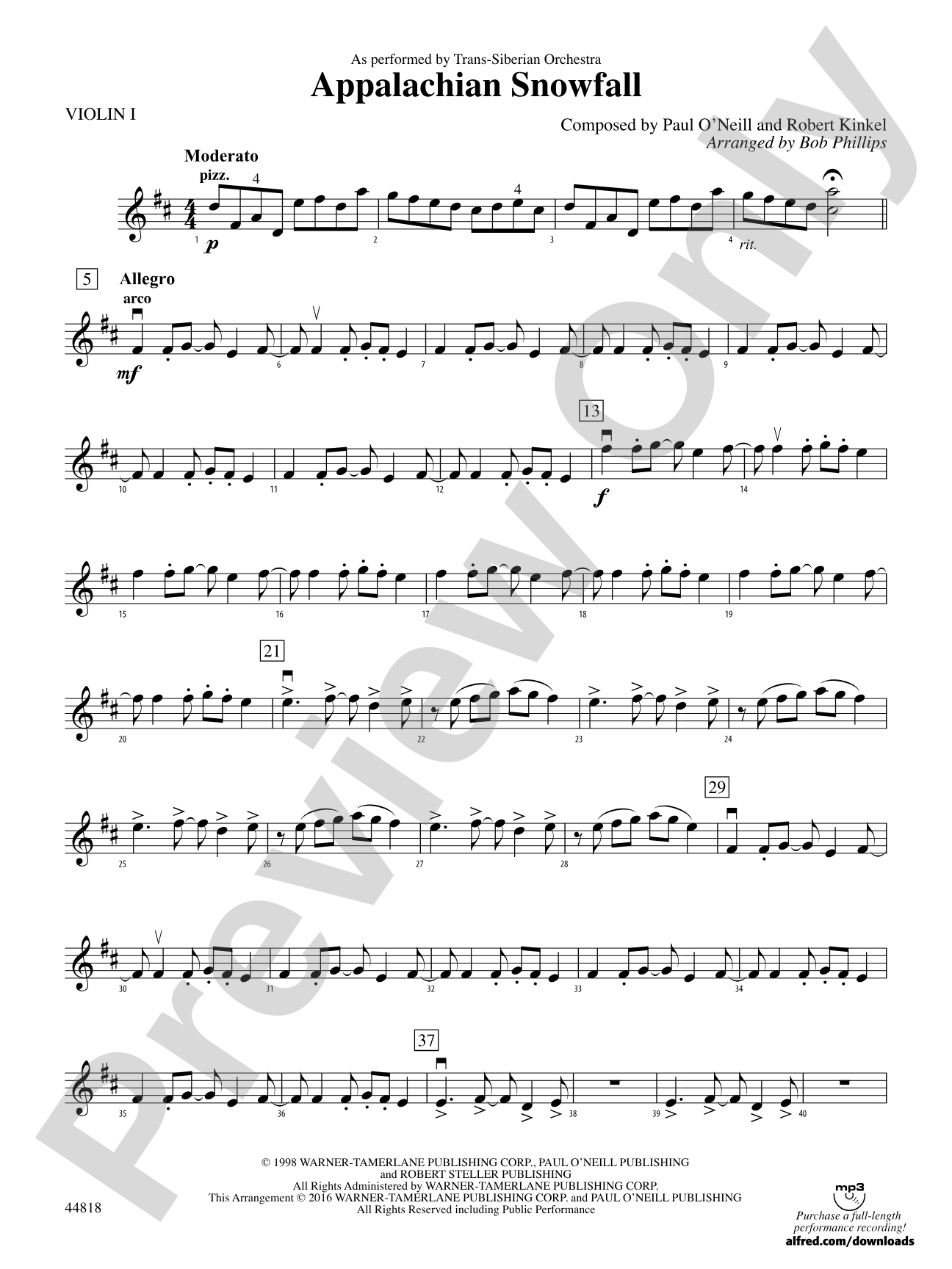 Appalachian Snowfall: 1st Violin