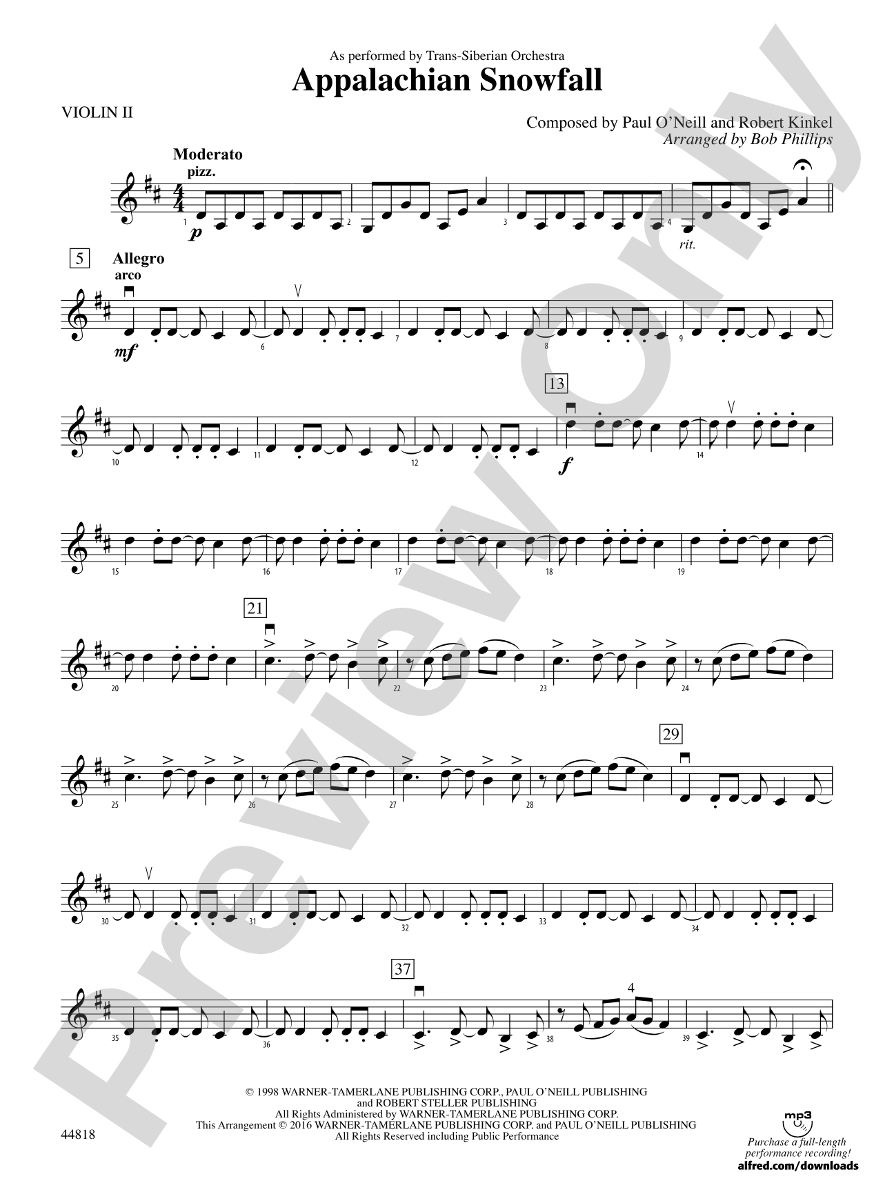 Appalachian Snowfall: 2nd Violin