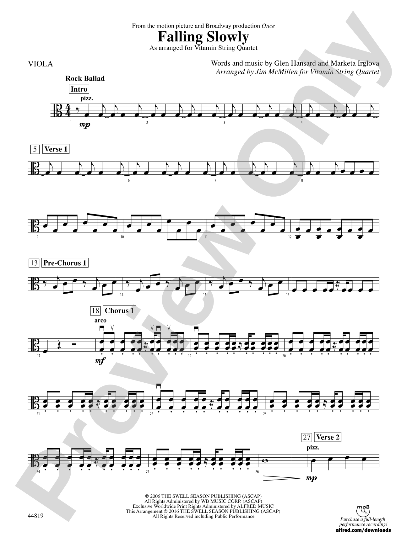 Falling Slowly (from the Motion Picture and Broadway Production Once): Viola