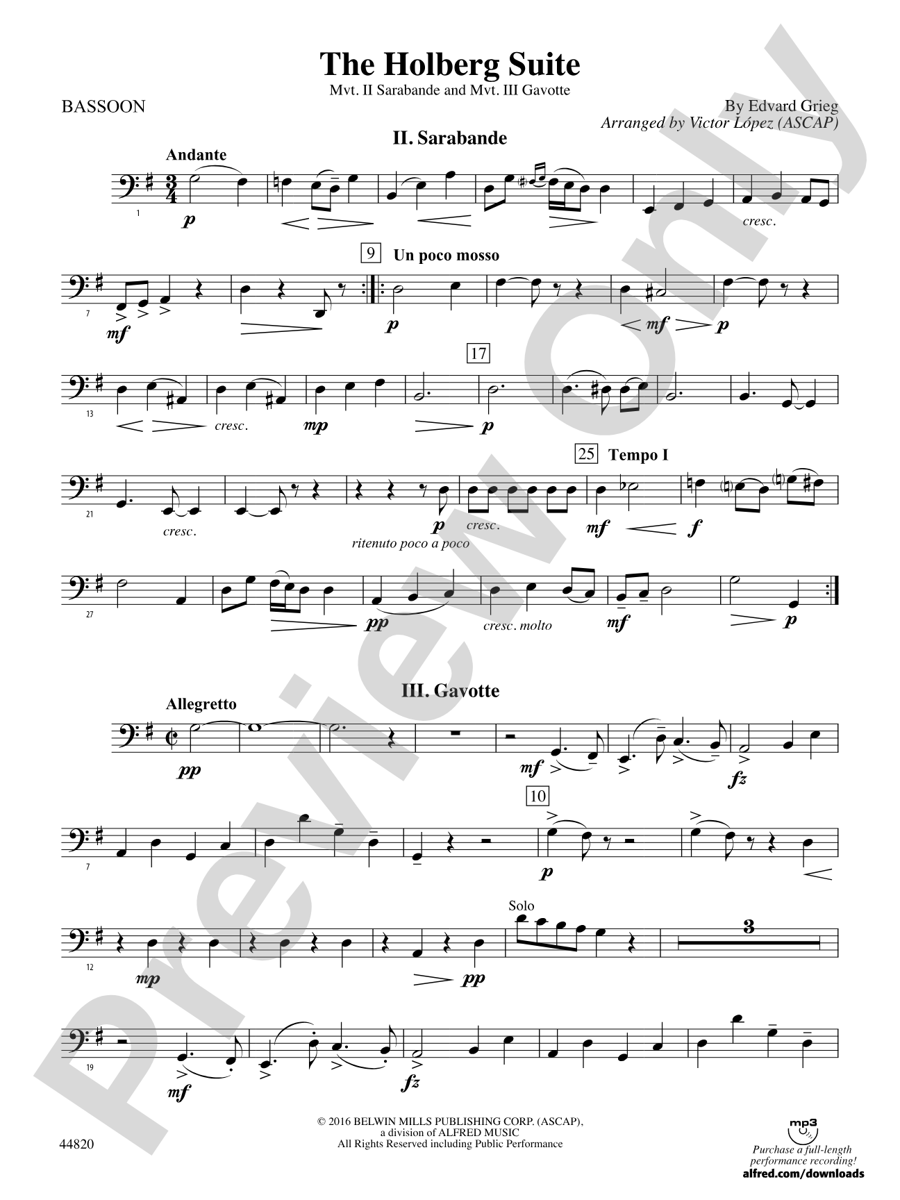 The Holberg Suite: Bassoon