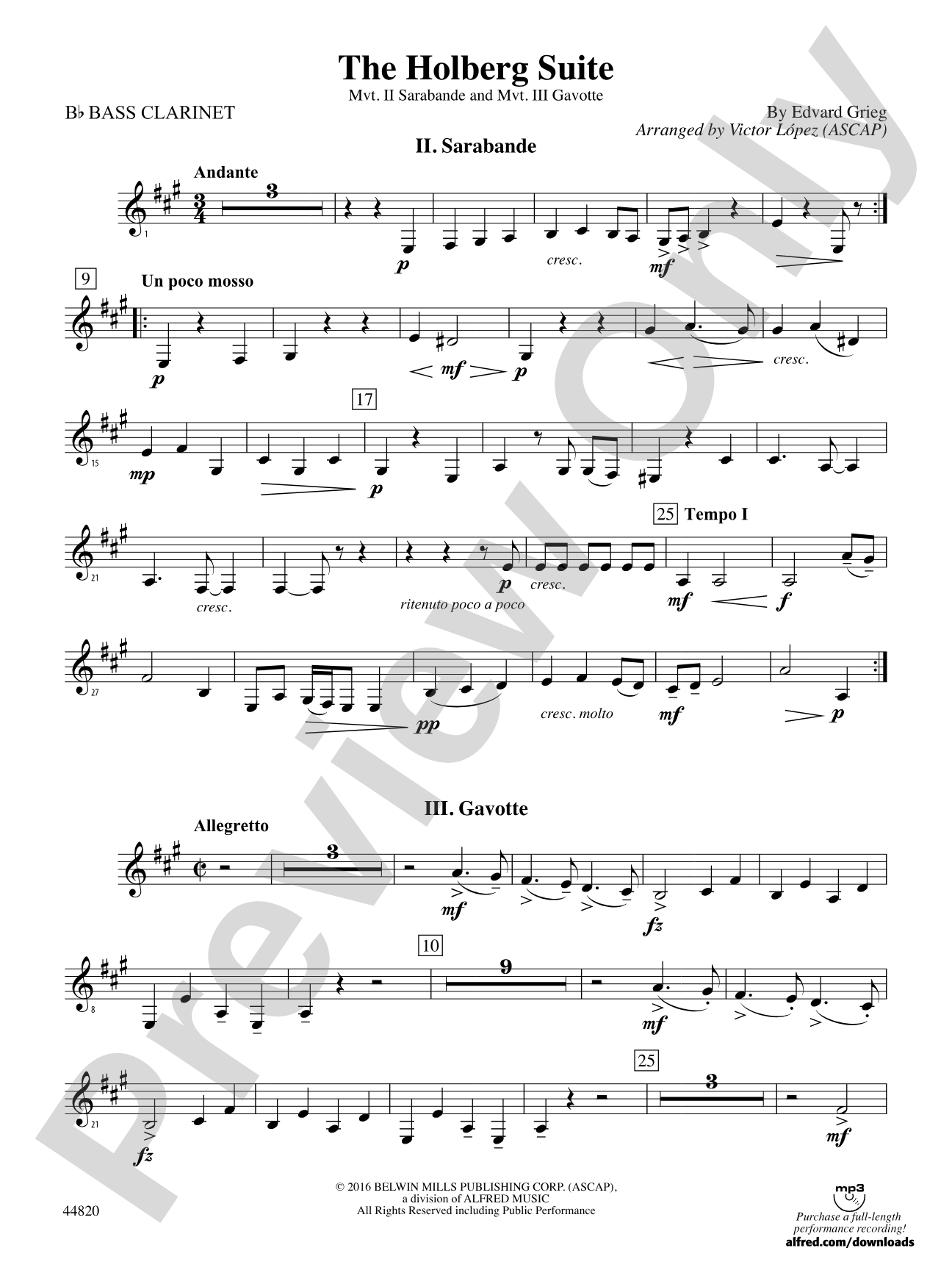 The Holberg Suite: B-flat Bass Clarinet