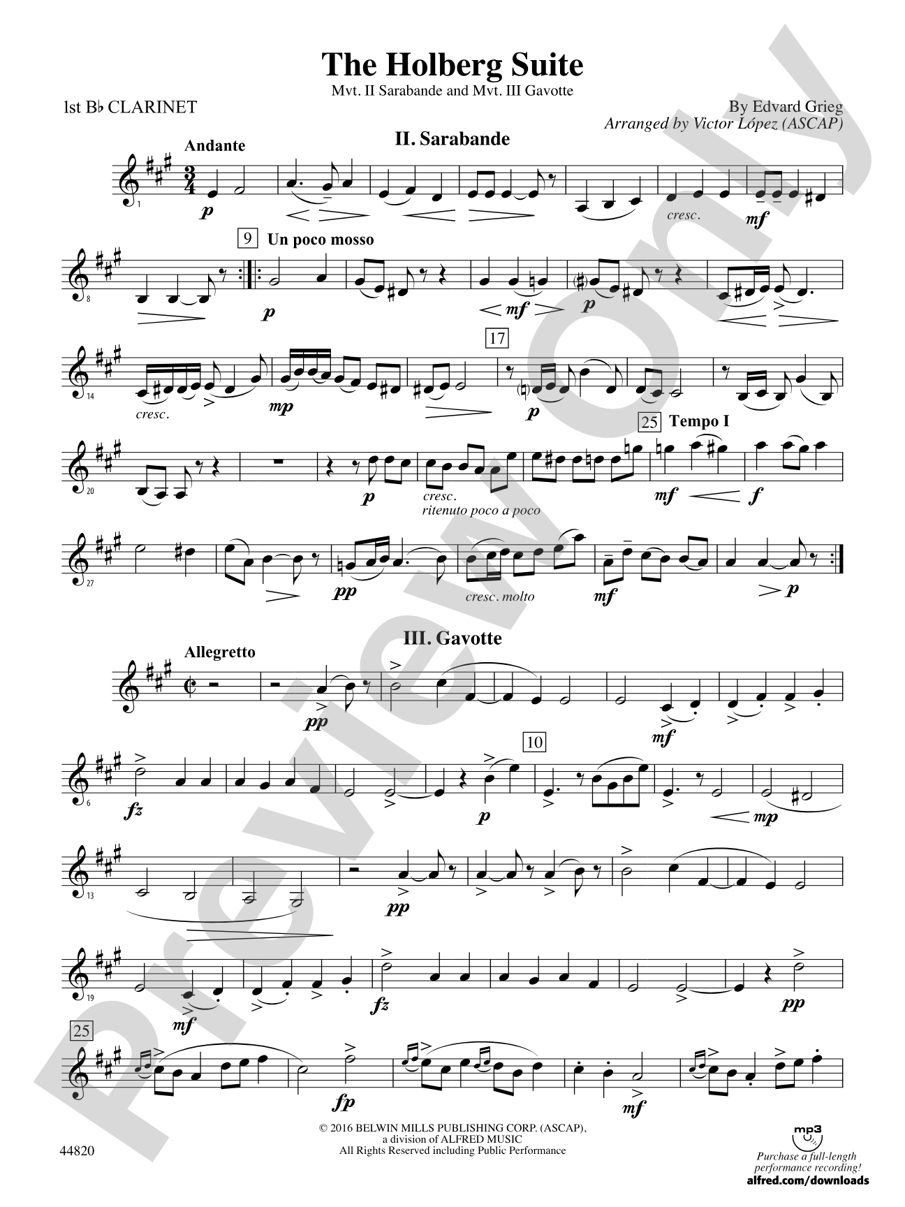 The Holberg Suite: 1st B-flat Clarinet