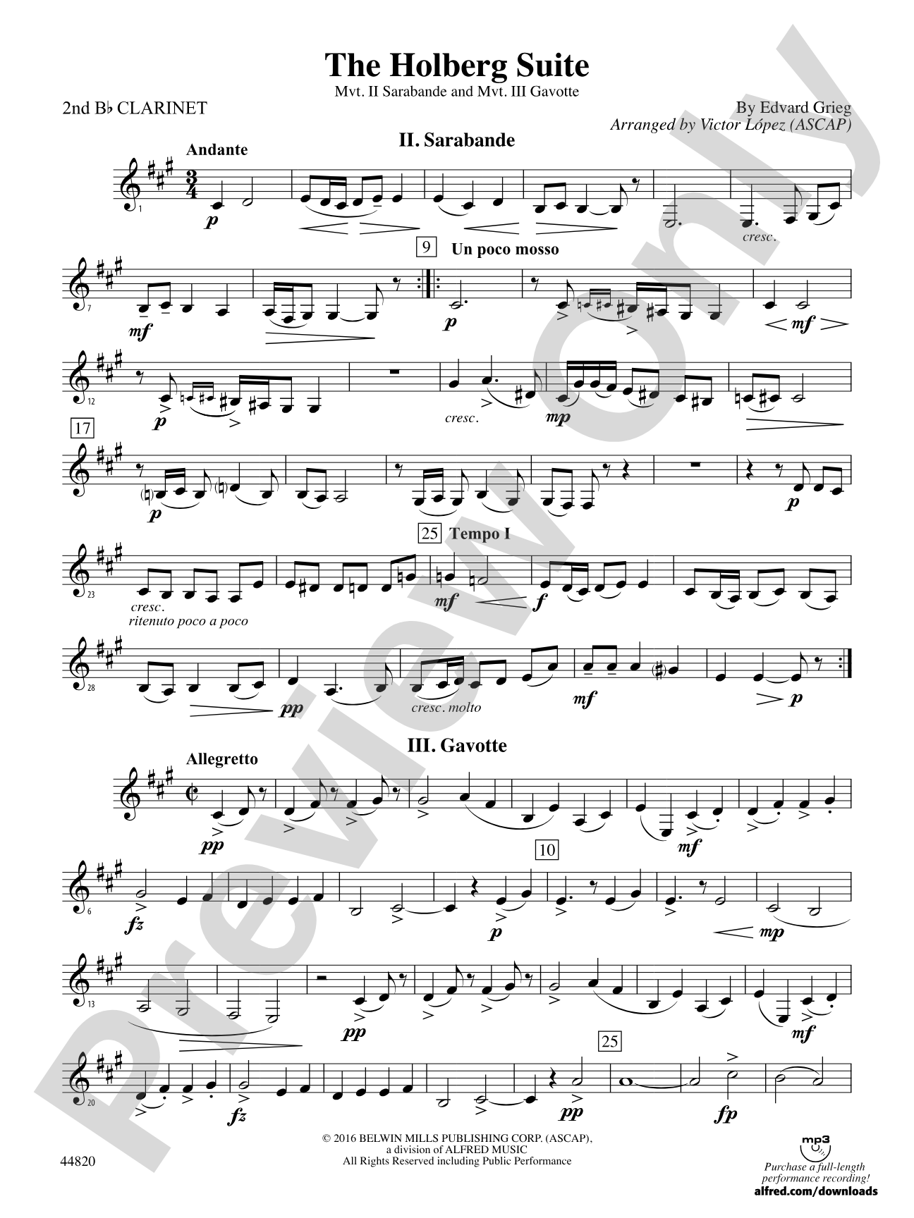 The Holberg Suite: 2nd B-flat Clarinet