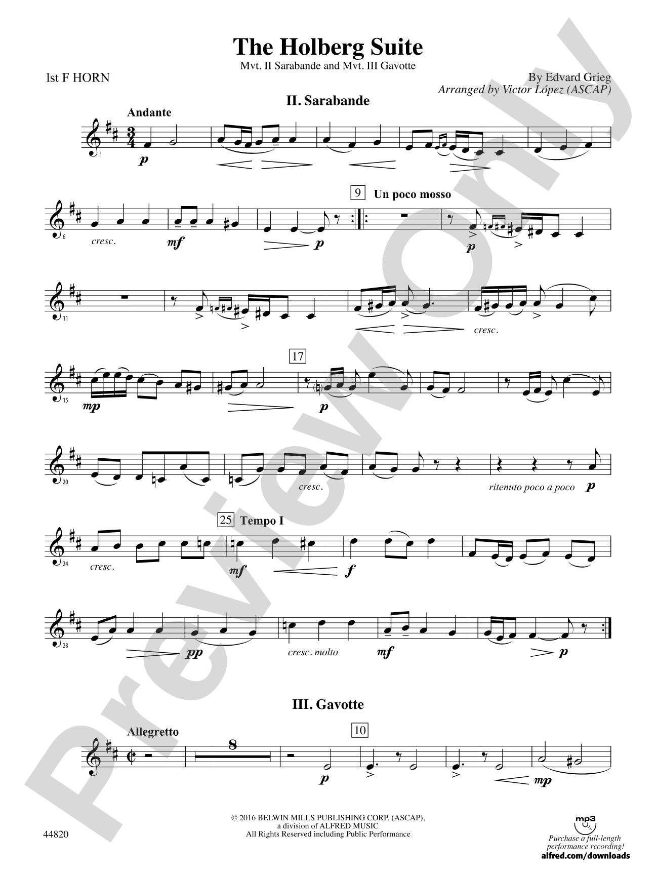 The Holberg Suite: 1st F Horn