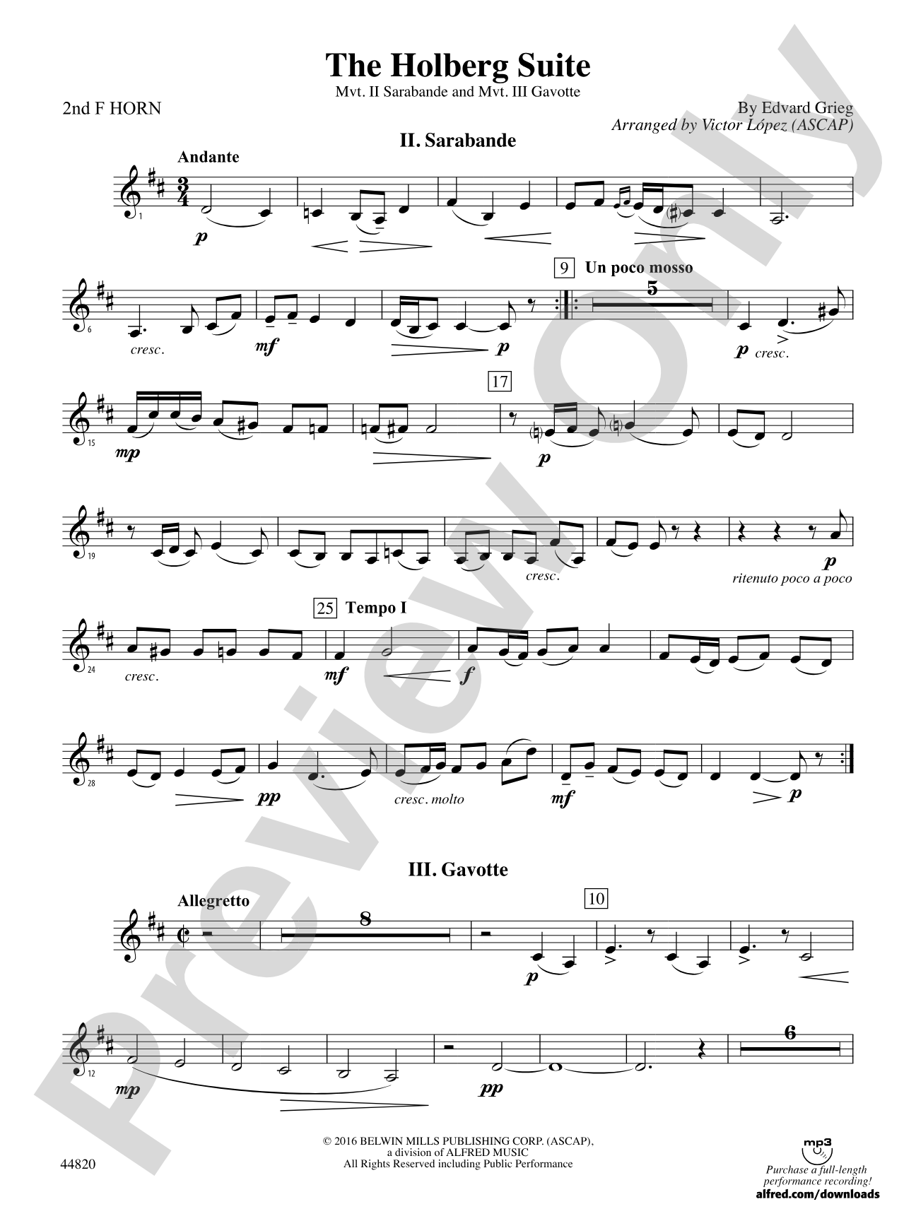 The Holberg Suite: 2nd F Horn