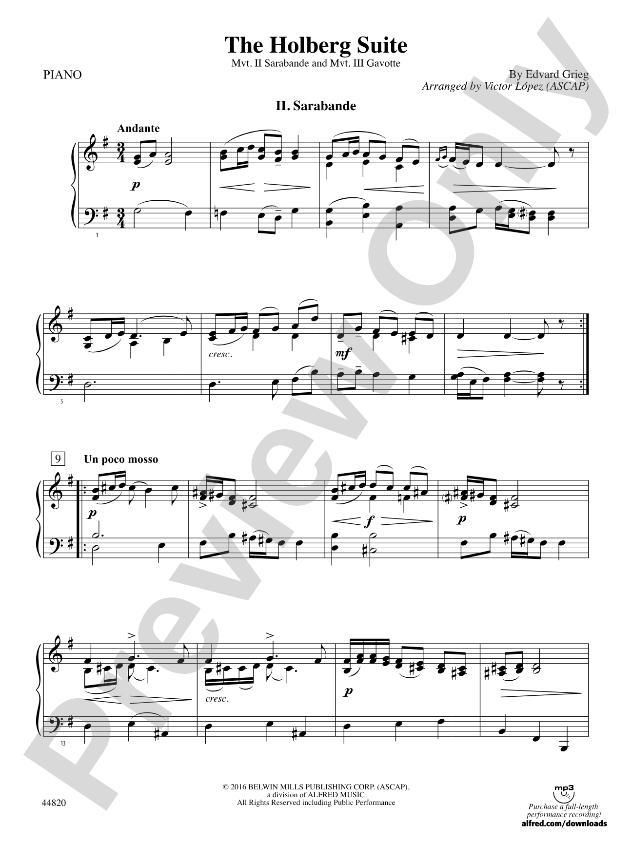 The Holberg Suite: Piano Accompaniment