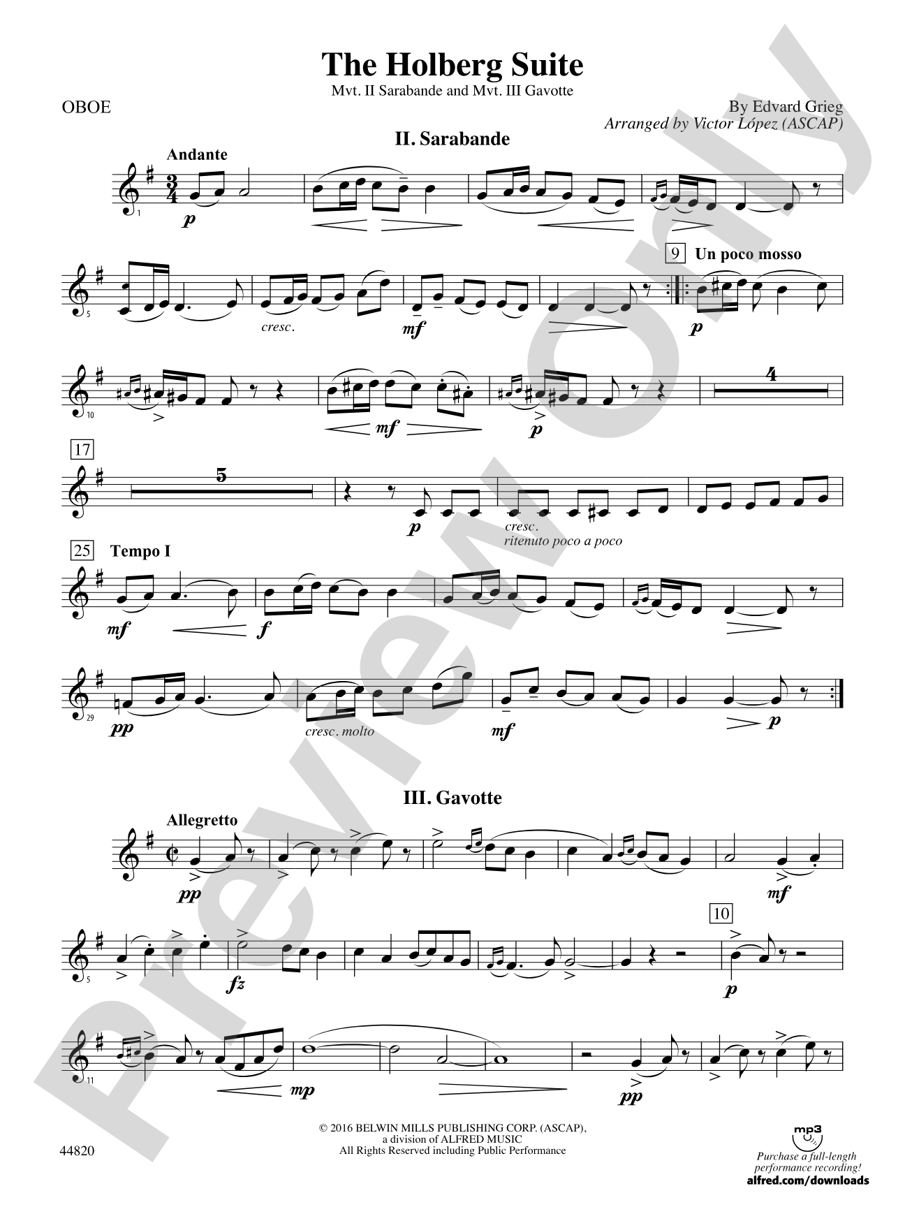 The Holberg Suite: Oboe