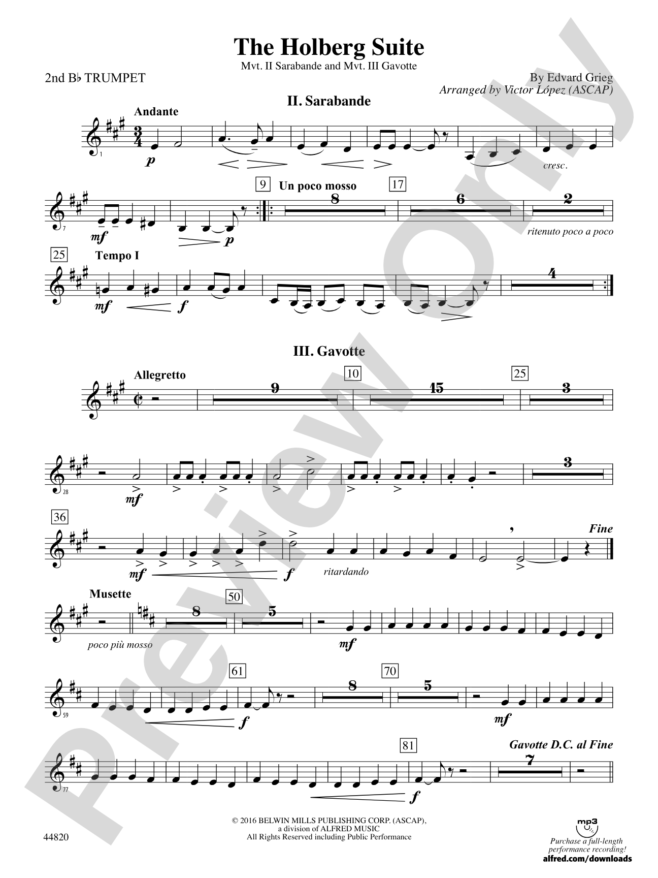 The Holberg Suite: 2nd B-flat Trumpet