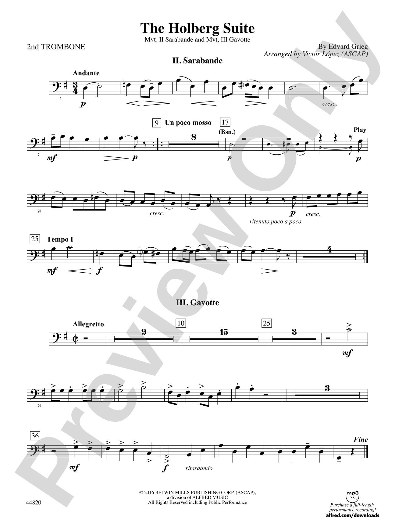 The Holberg Suite: 2nd Trombone