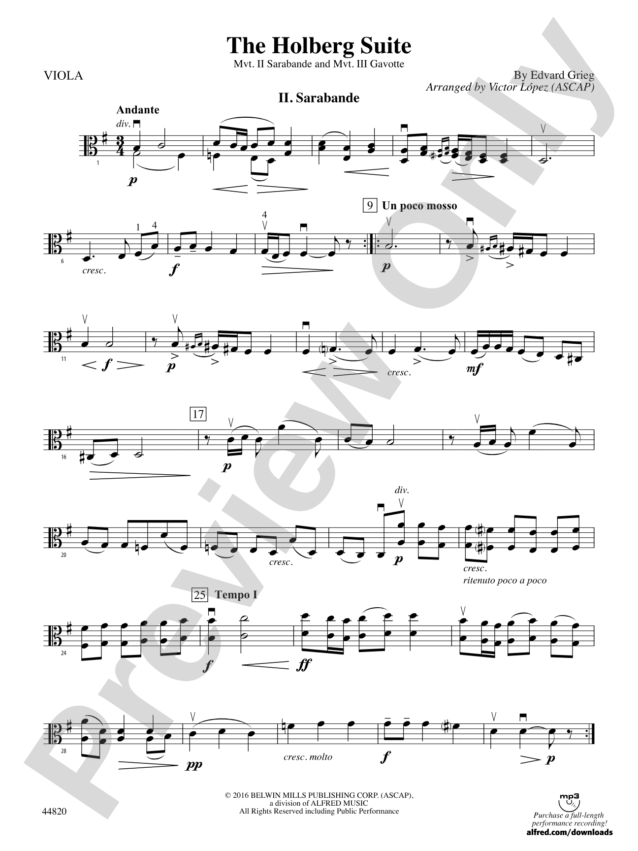The Holberg Suite: Viola