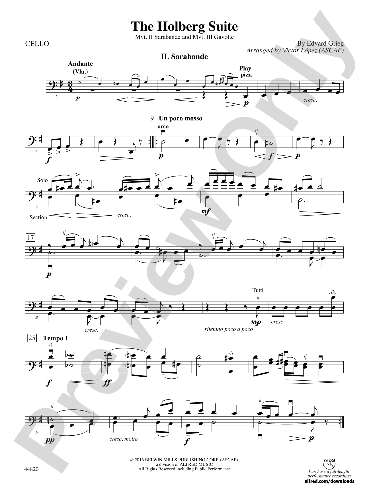 The Holberg Suite: Cello