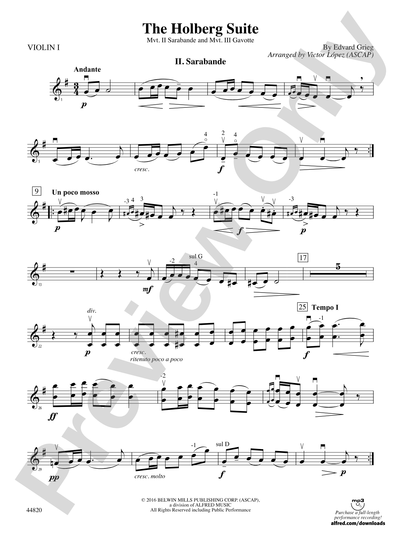 The Holberg Suite: 1st Violin