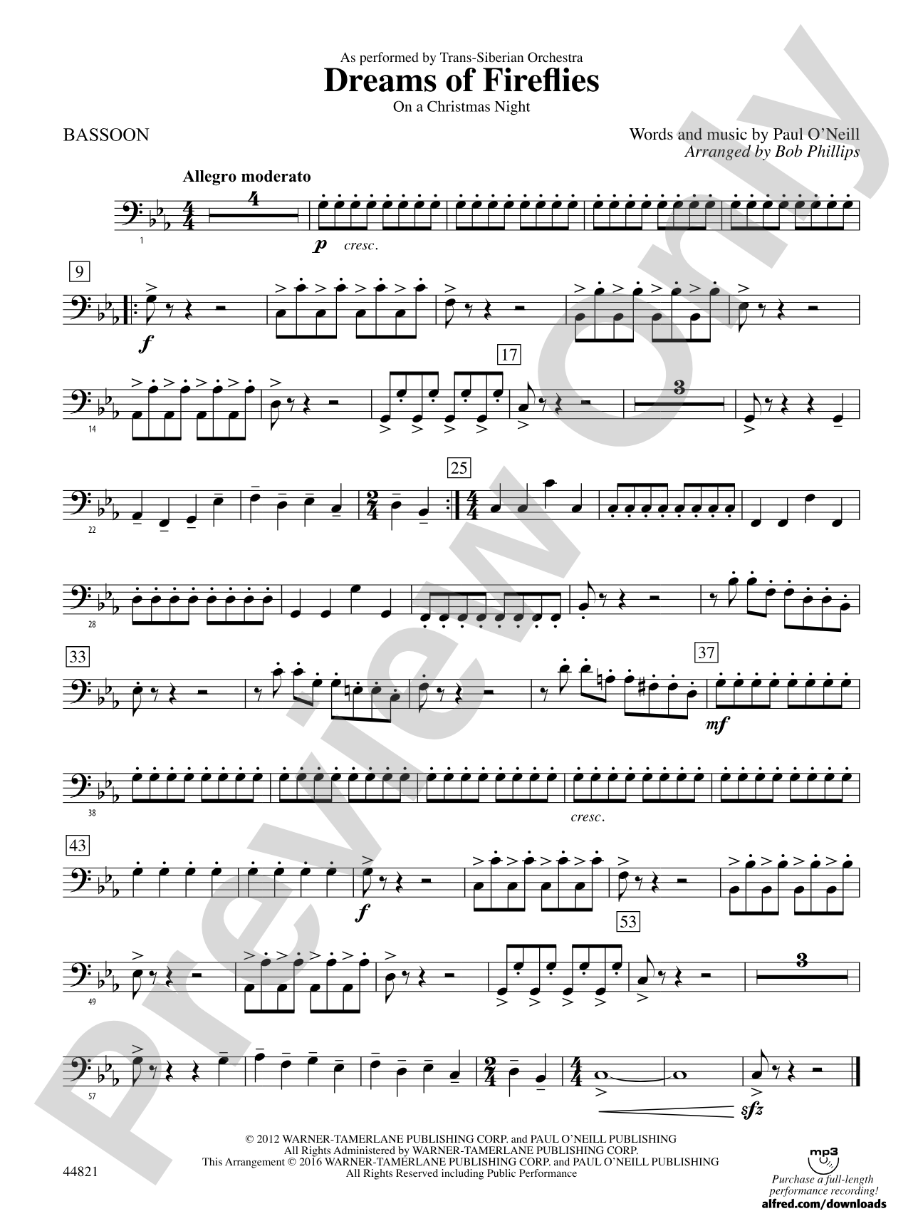 Dreams of Fireflies (On a Christmas Night): Bassoon