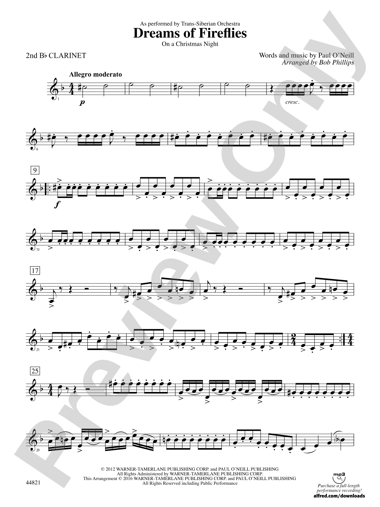 Dreams of Fireflies (On a Christmas Night): 2nd B-flat Clarinet