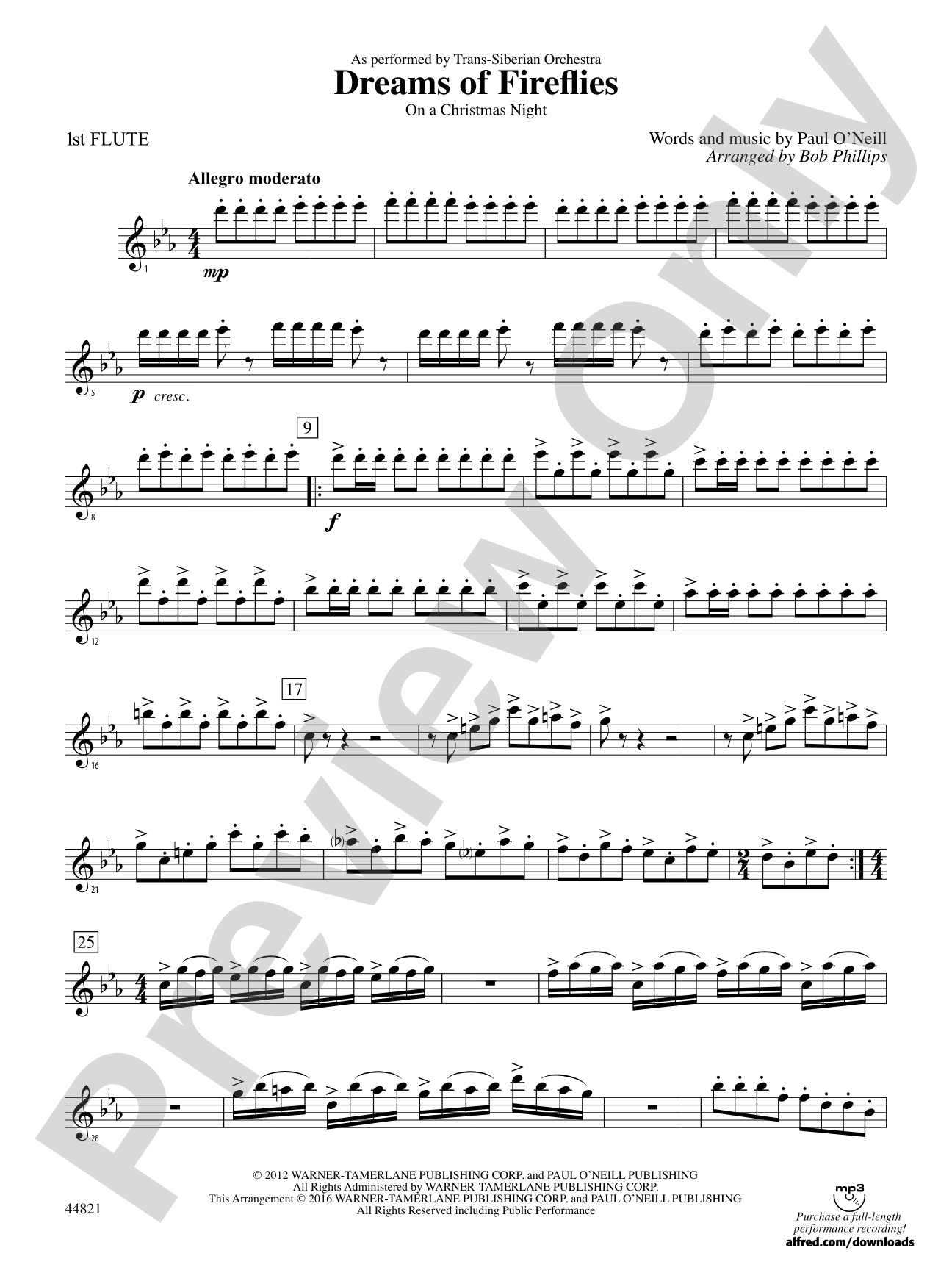 Dreams of Fireflies (On a Christmas Night): Flute