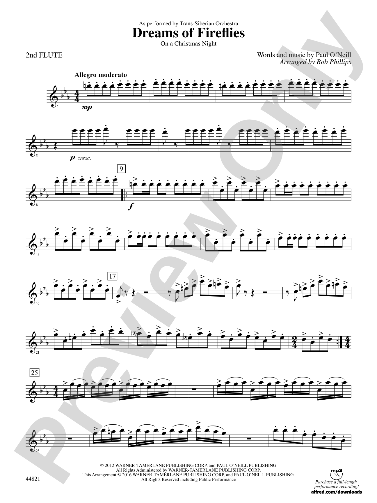 Dreams of Fireflies (On a Christmas Night): 2nd Flute