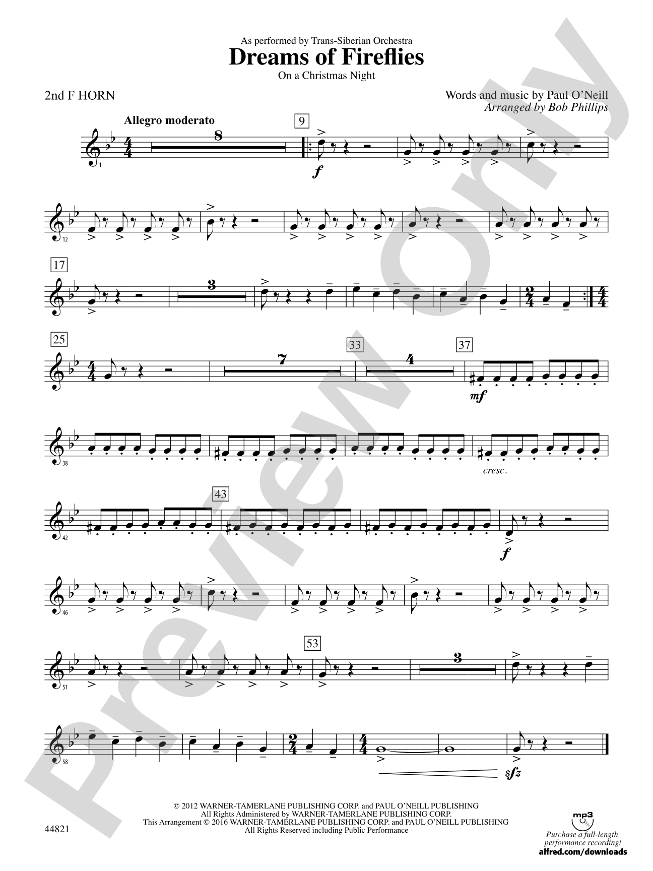 Dreams of Fireflies (On a Christmas Night): 2nd F Horn