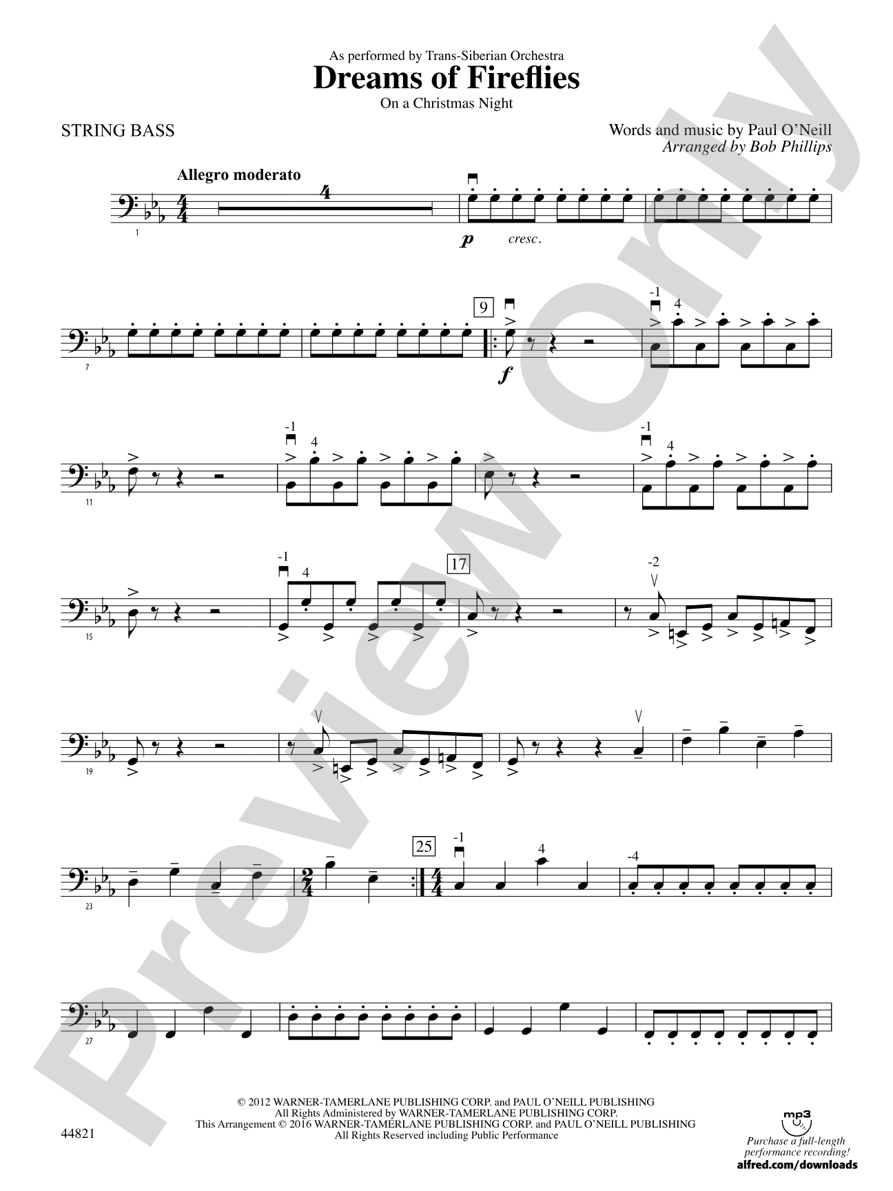 Dreams of Fireflies (On a Christmas Night): String Bass