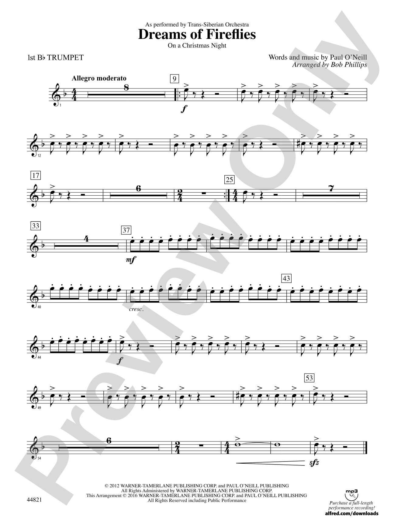 Dreams of Fireflies (On a Christmas Night): 1st B-flat Trumpet
