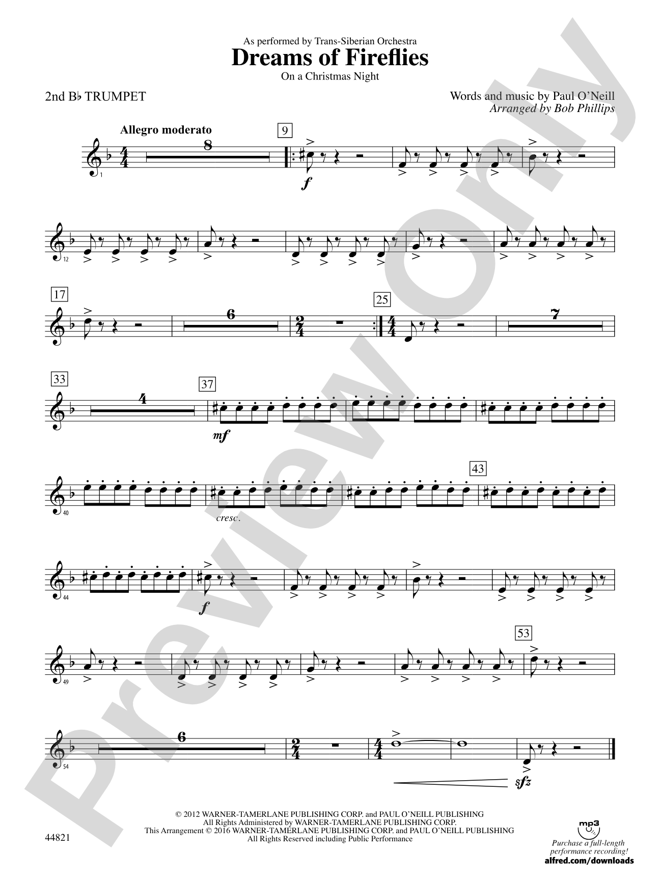 Dreams of Fireflies (On a Christmas Night): 2nd B-flat Trumpet