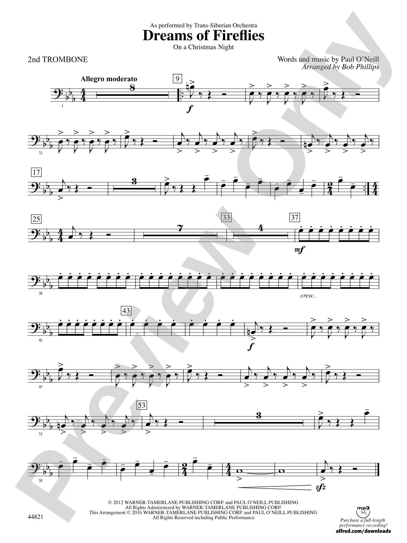Dreams of Fireflies (On a Christmas Night): 2nd Trombone