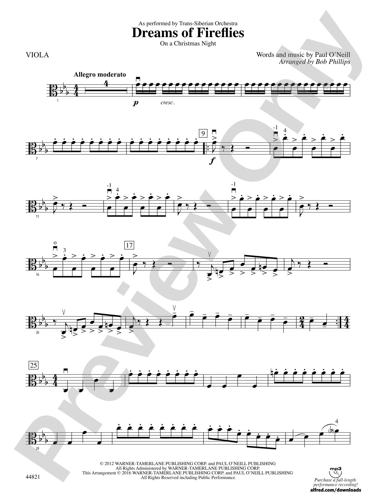 Dreams of Fireflies (On a Christmas Night): Viola