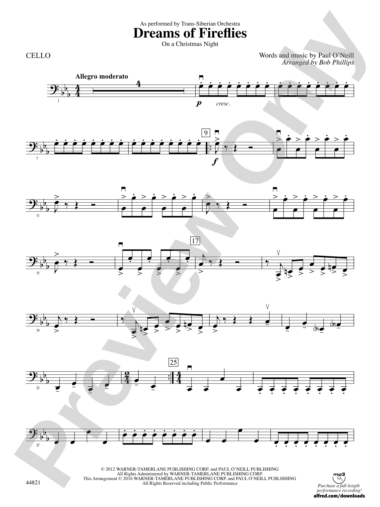 Dreams of Fireflies (On a Christmas Night): Cello