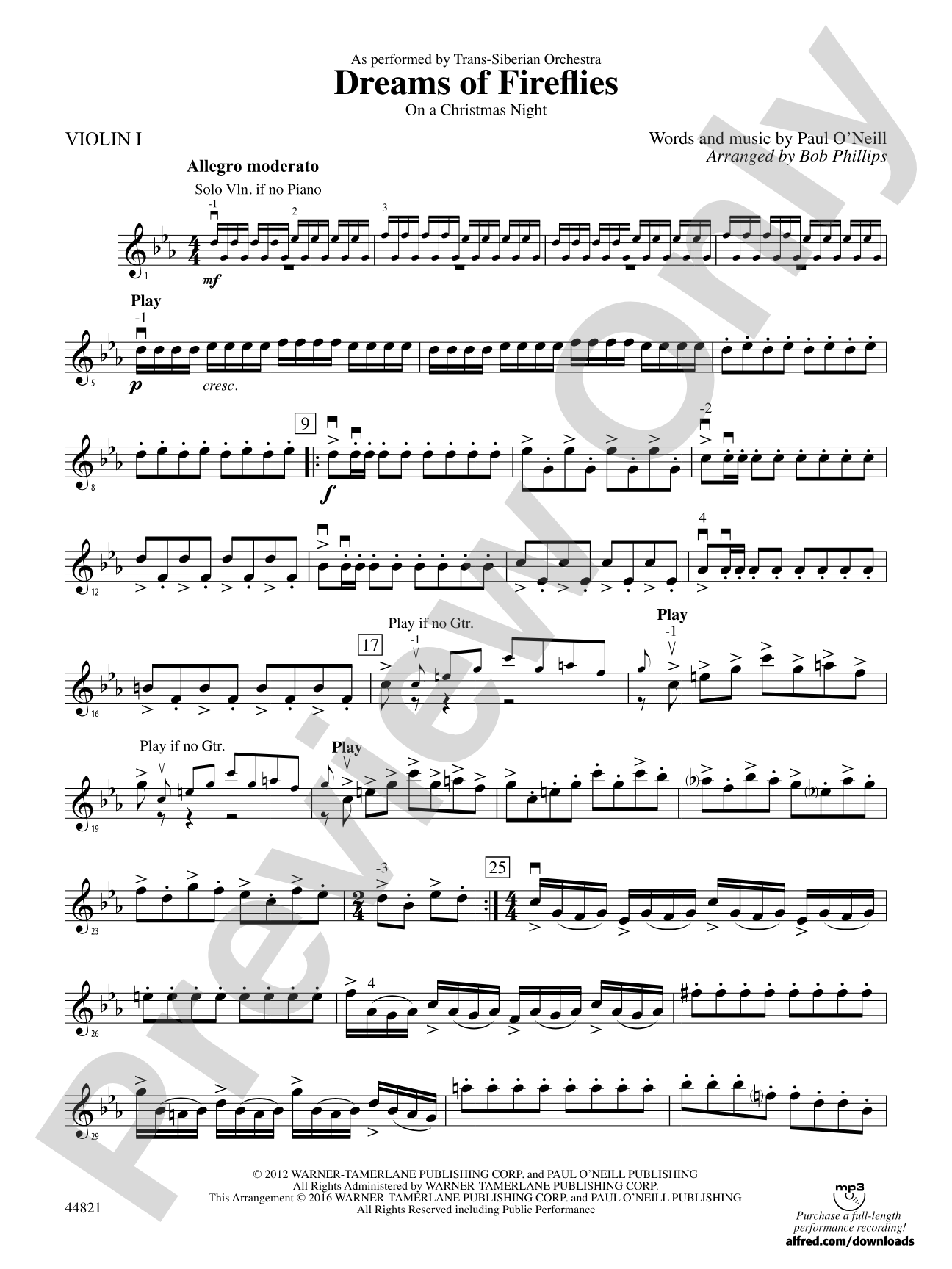 Dreams of Fireflies (On a Christmas Night): 1st Violin