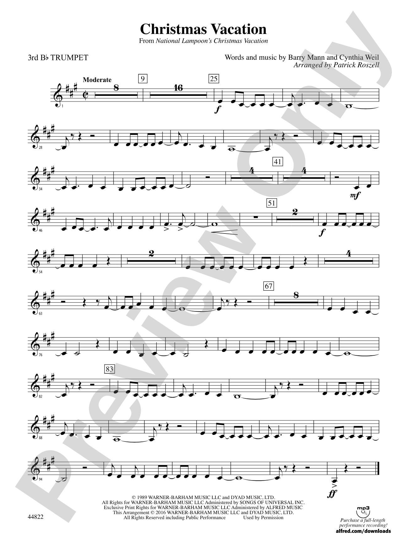 Christmas Vacation: 3rd B-flat Trumpet