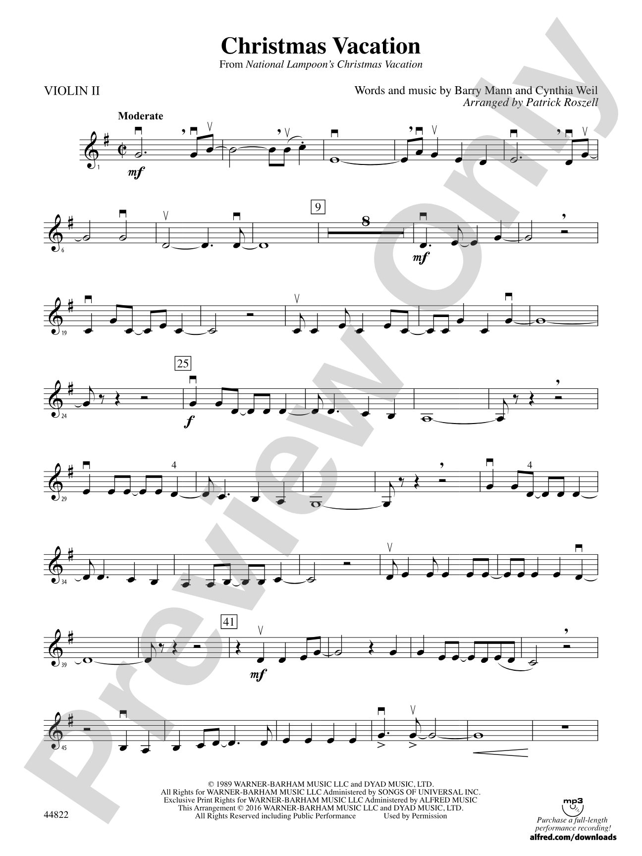 Christmas Vacation: 2nd Violin