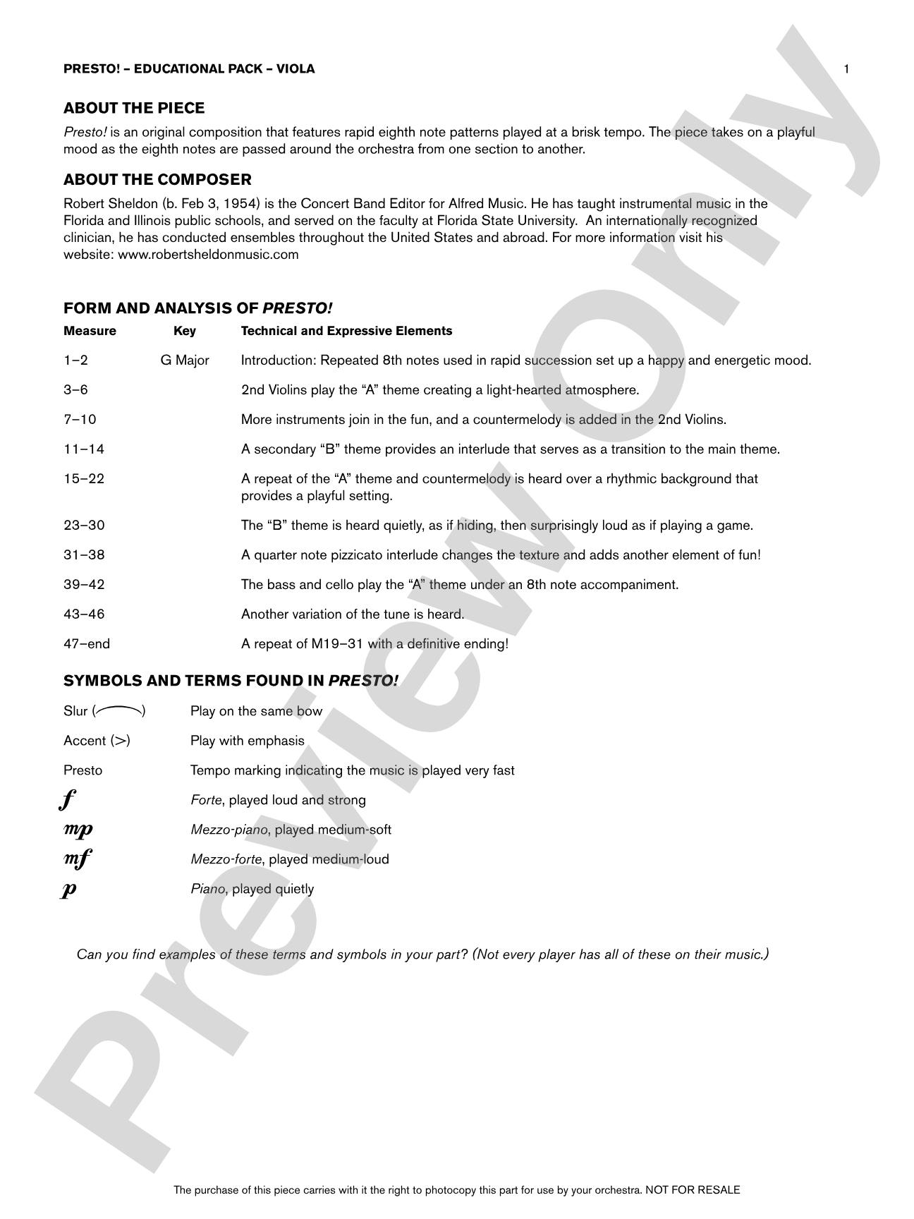 Presto!: Viola Educational Pack