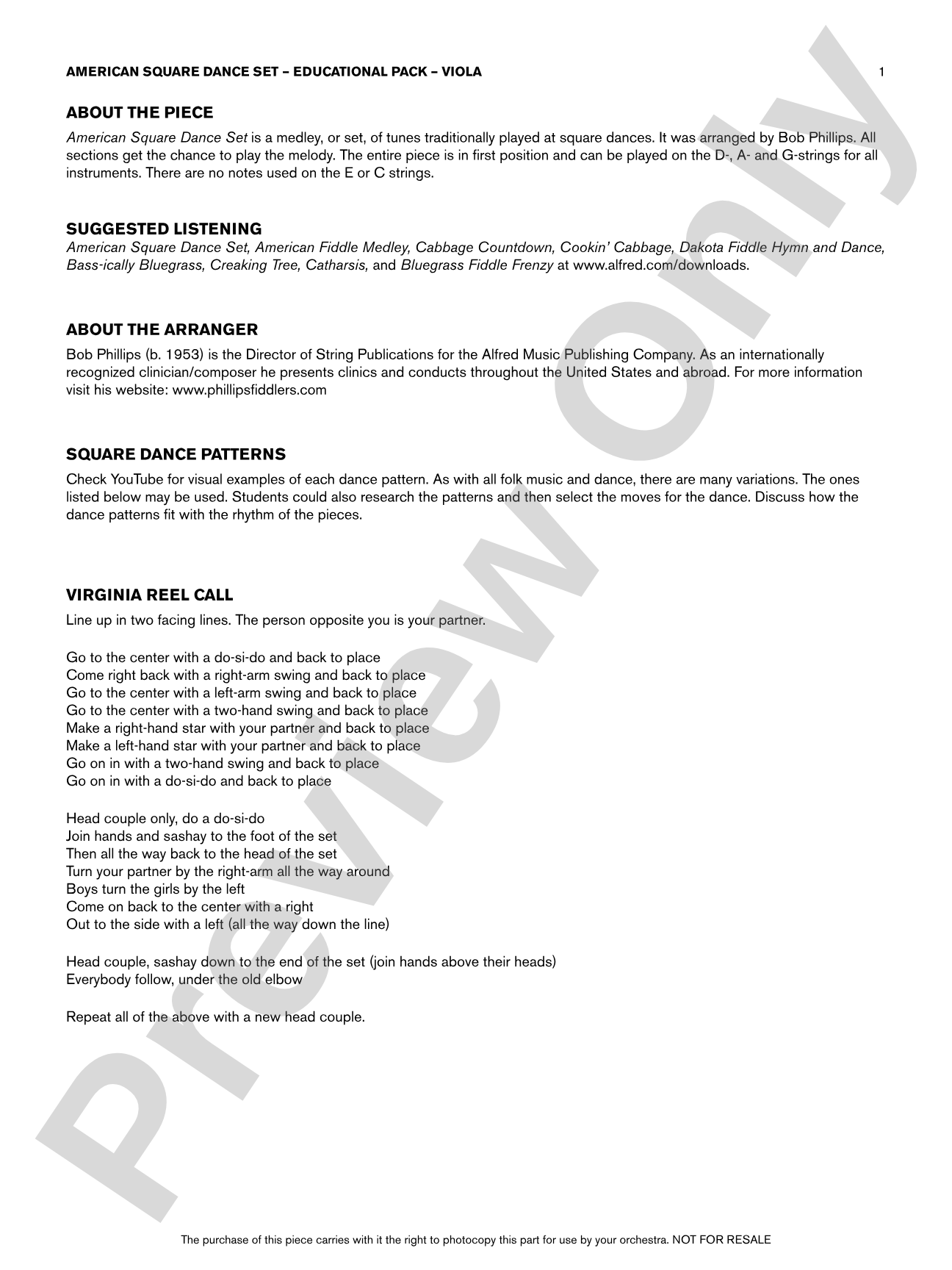 American Square Dance Set: Viola Educational Pack