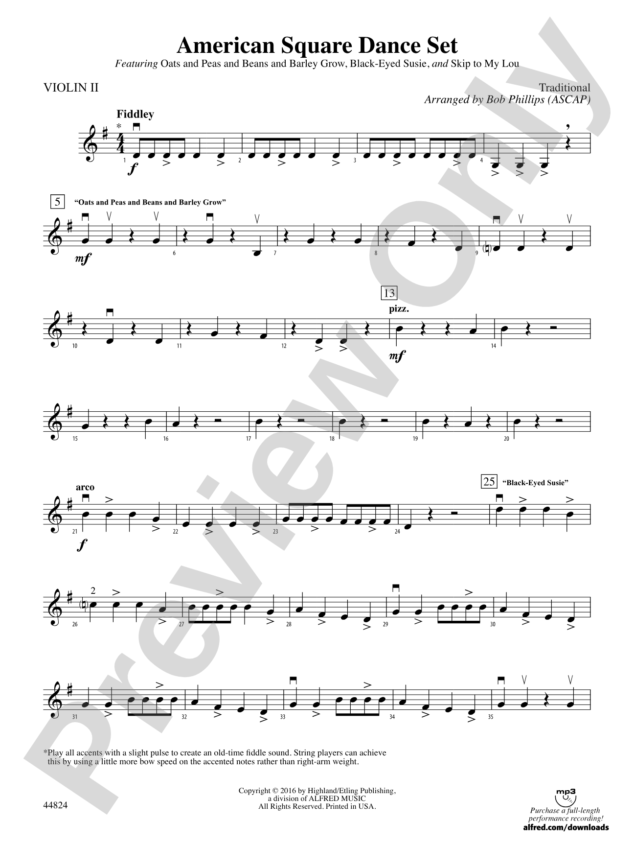 American Square Dance Set: 2nd Violin
