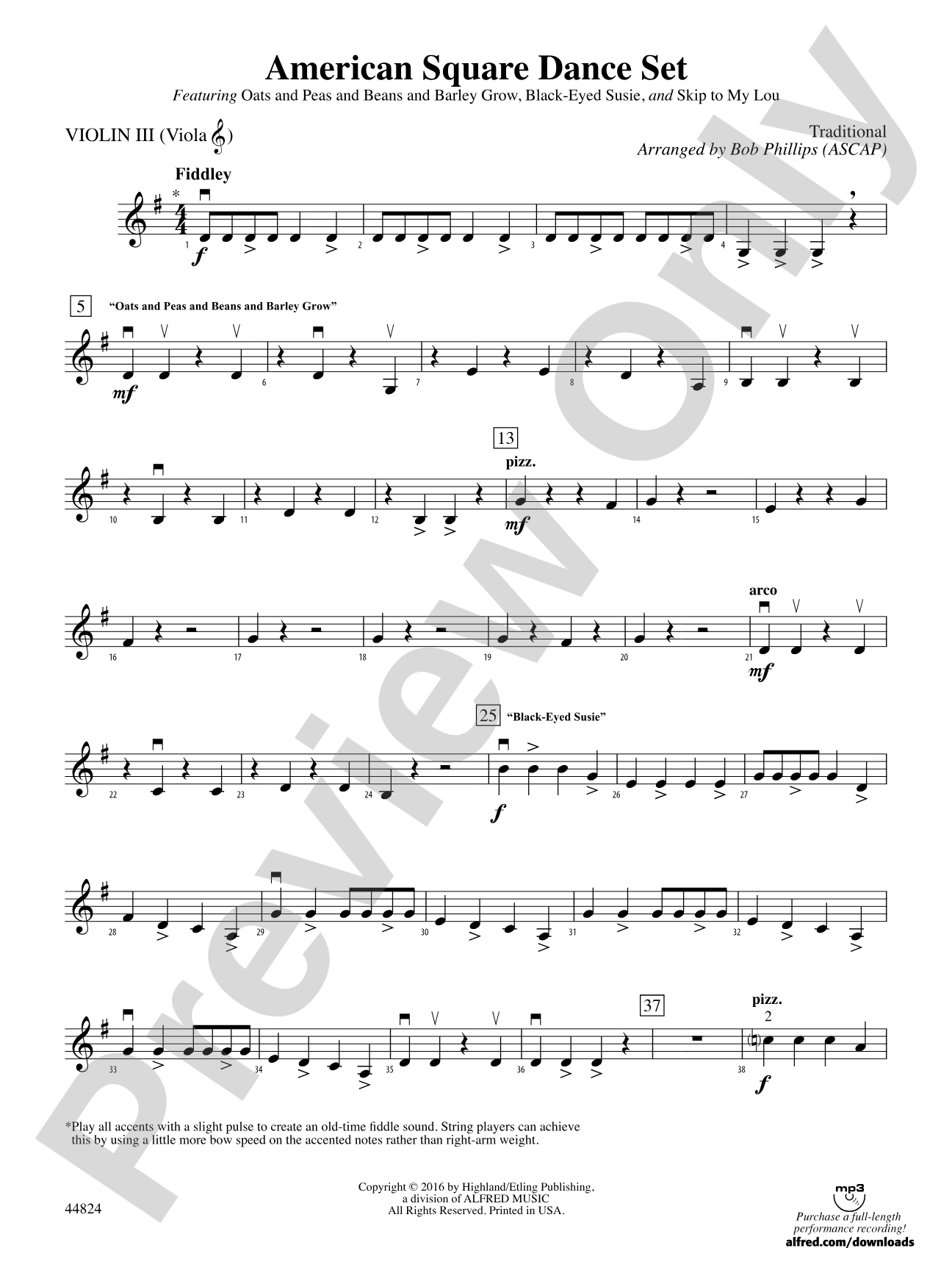 American Square Dance Set: 3rd Violin (Viola [TC])
