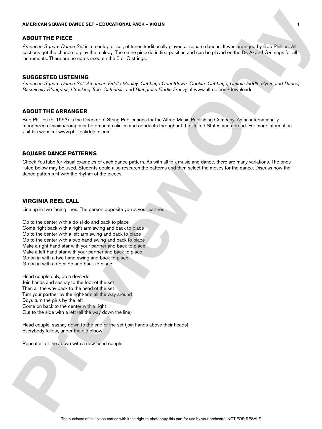 American Square Dance Set: Violin Educational Pack