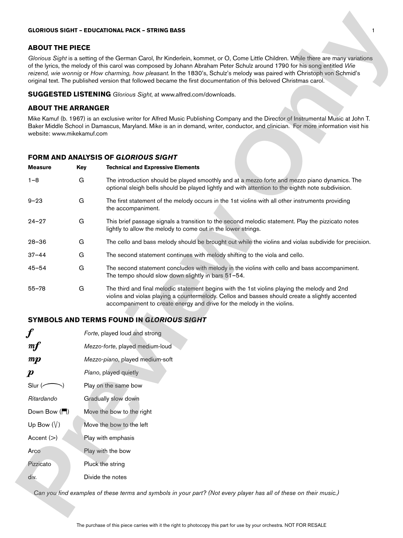 Glorious Sight: Bass Educational Pack